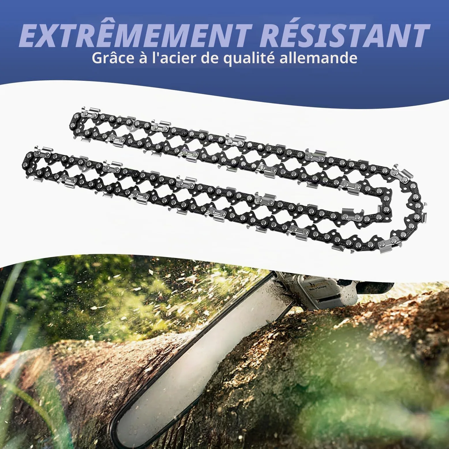 Lot de 3 X 45cm Chaînes 0.325" 68 Maillons d'Entraînement 1.3mm 050