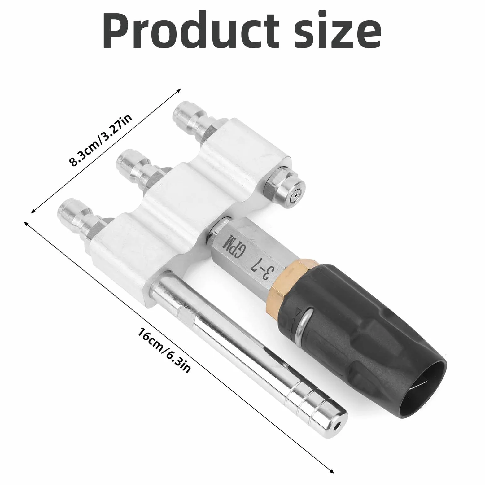 Buse 3 en 1 à Embout Rotatif M5, Buse Lavage Doux Aval avec Raccord Rapide 1/4" Débit 3 à 7 GPM Réglable Nozzle Nettoyeur Haute Pression Jet X pour le Lavage Toits Véhicules Jardin