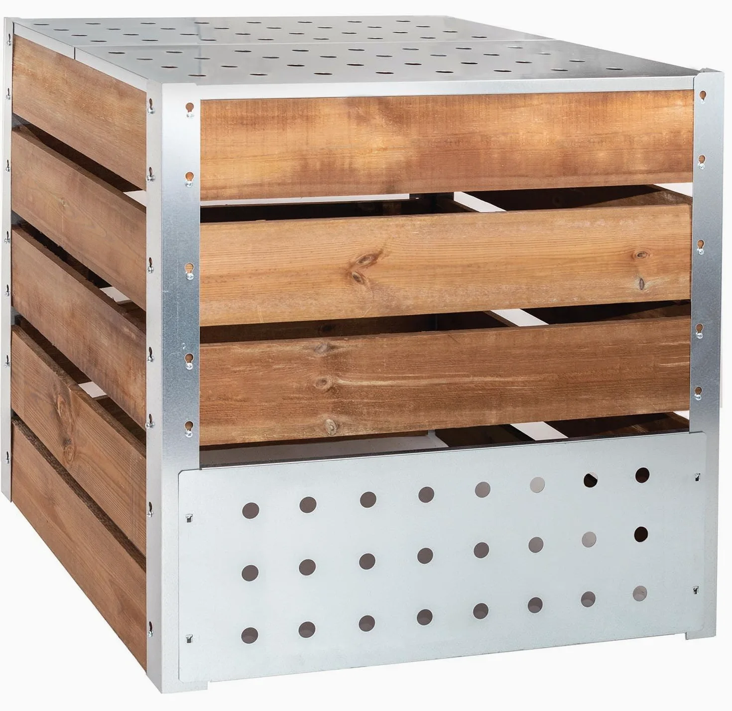Composteur de Jardin 700L – Bois de Sapin Classe 3 & Acier galvanisé | Autoclave, Couvercle inclus, Trappe de récupération, Fabrication française, 020223