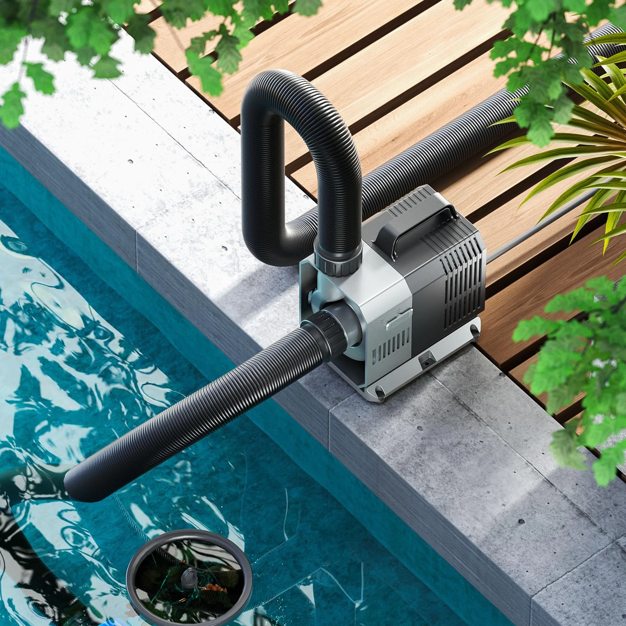 SunSun CTP-5000 Pompe de Bassin SuperECO - 188 x 114 x 190 mm - débit max. 5000 l/h / 30 W/refoulement max. 3,3 m - avec câble 10 m - Filtration Circulation Écumeur eau jardin étang