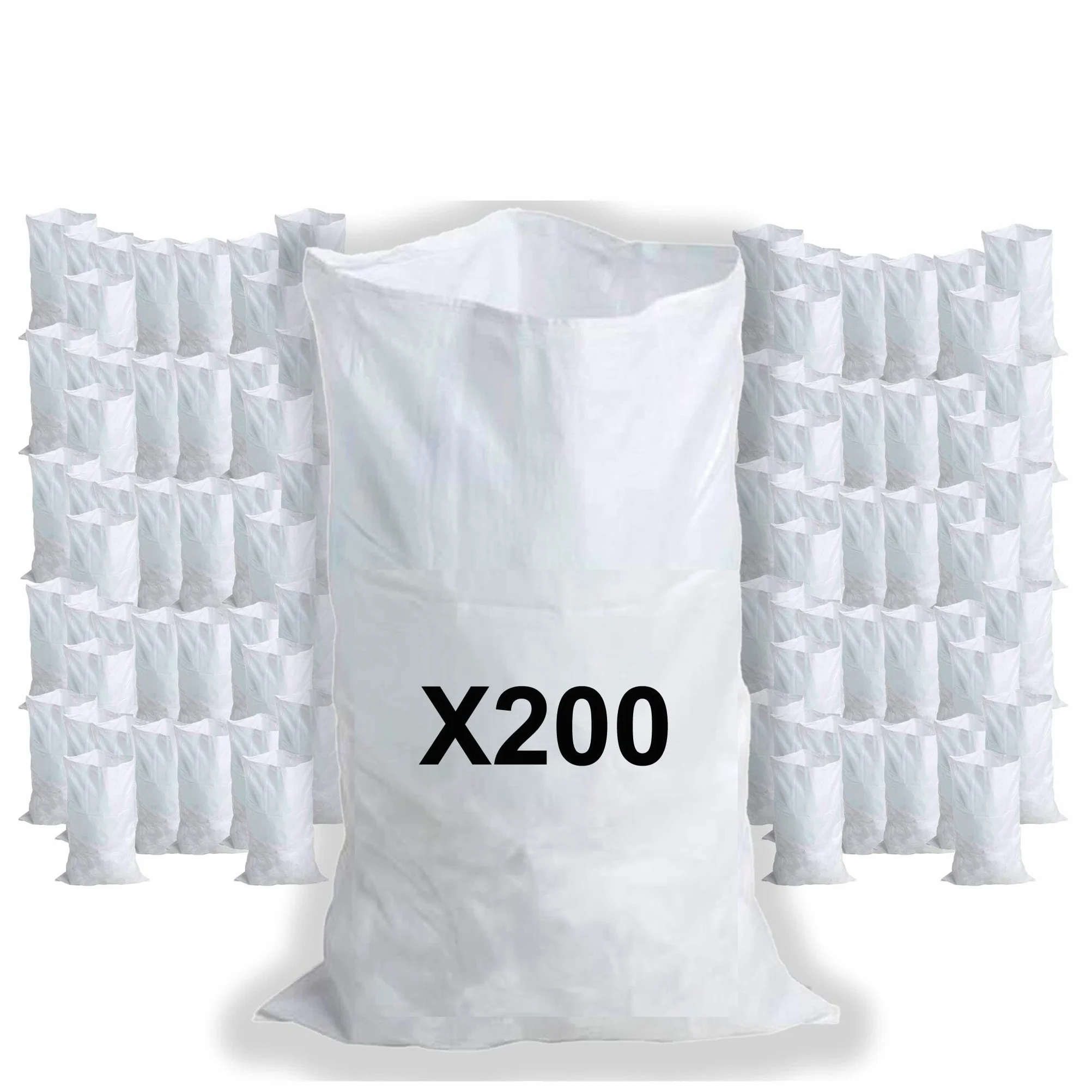 200 Sacs à Gravats, 55 x 95cm, 55kg, Résistant et Réutilisable, En polypropylène tissé blanc, Sable, Terre, Gravier, Jardinage, Chantier, Déchets de constructions