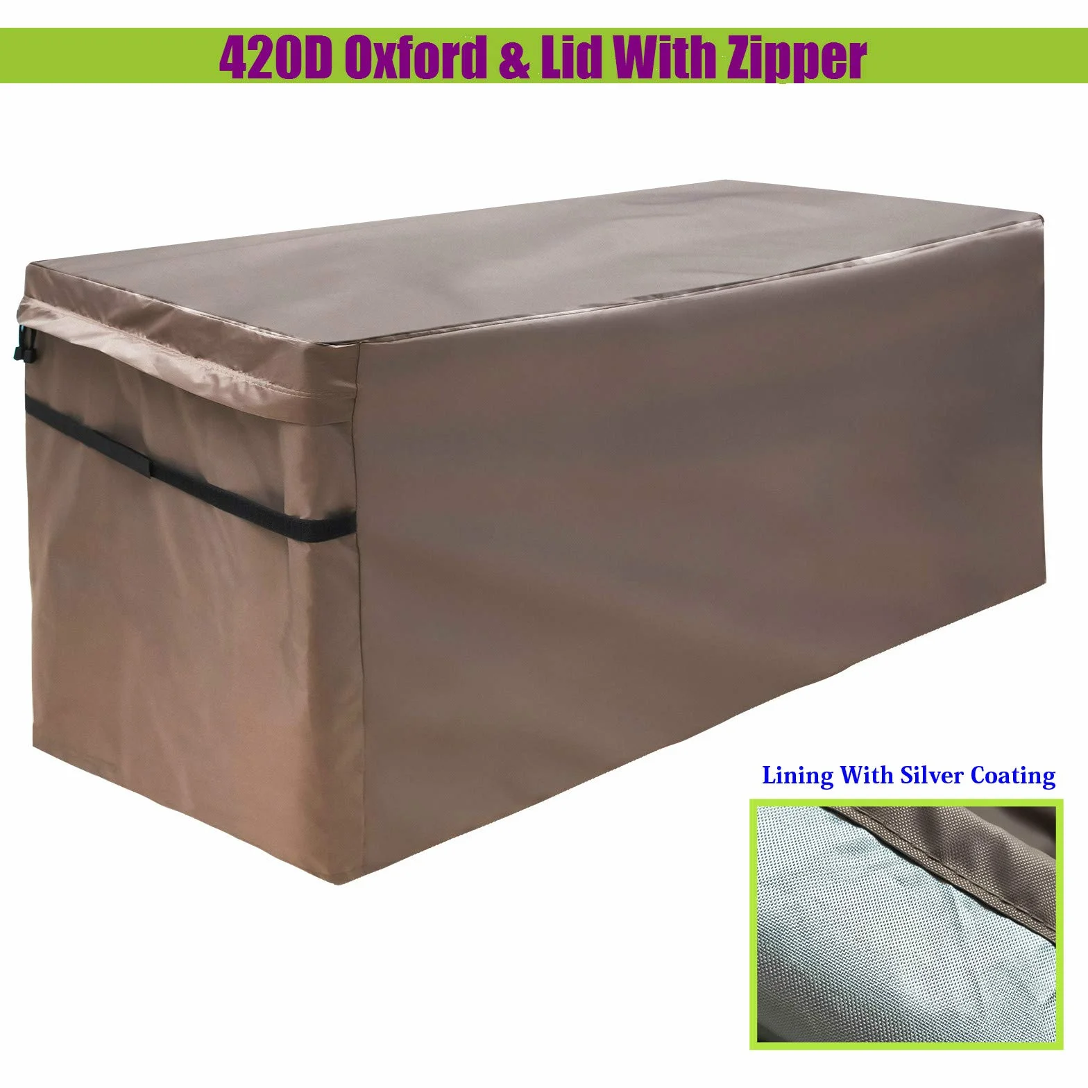 Housse de protection Oxford 420D imperméable marron 130x71x67 cm pour boîte de rangement extérieur