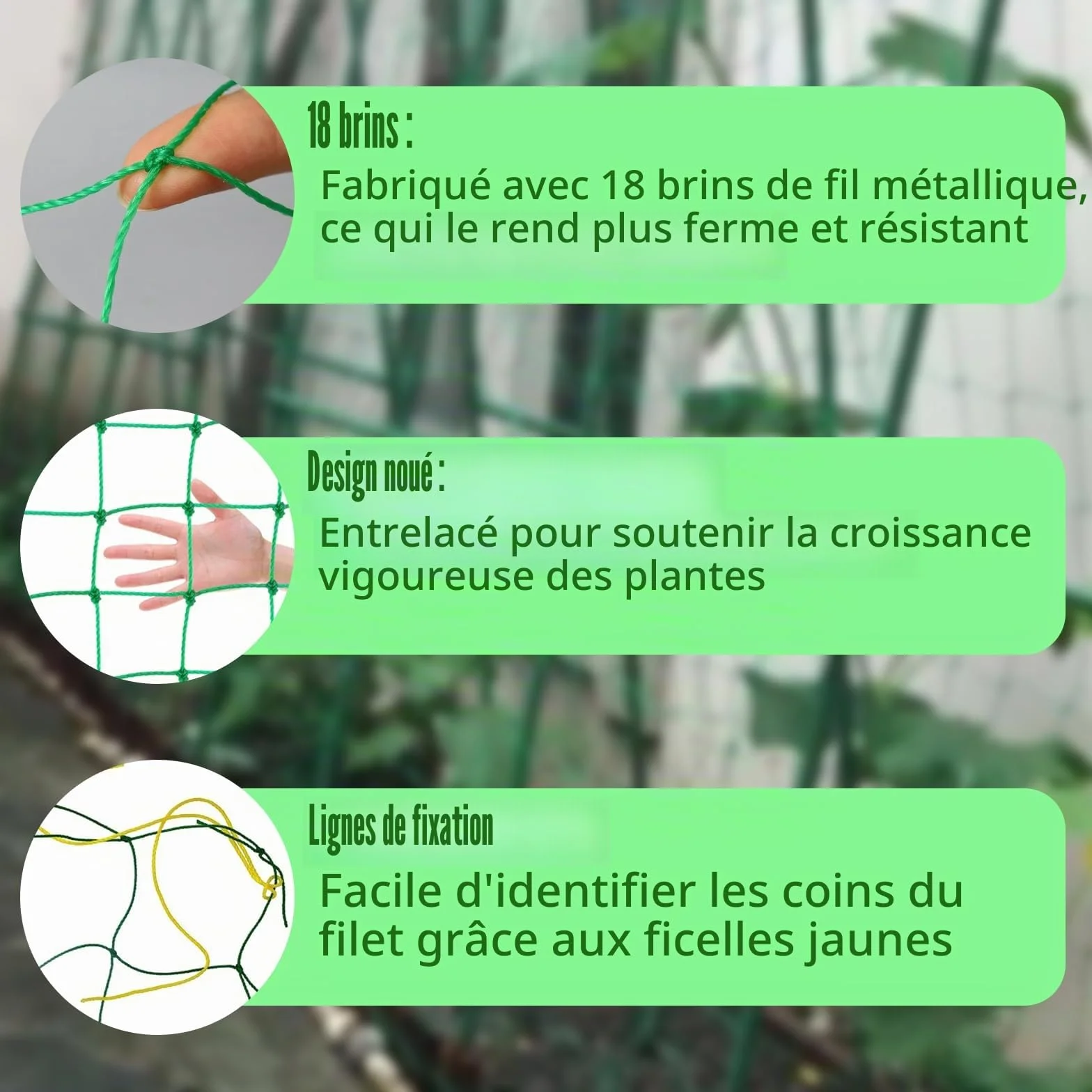 Filet pour Plantes grimpantes 1.8x3.6m, Grille pour Concombres Tomates Jardins Serres