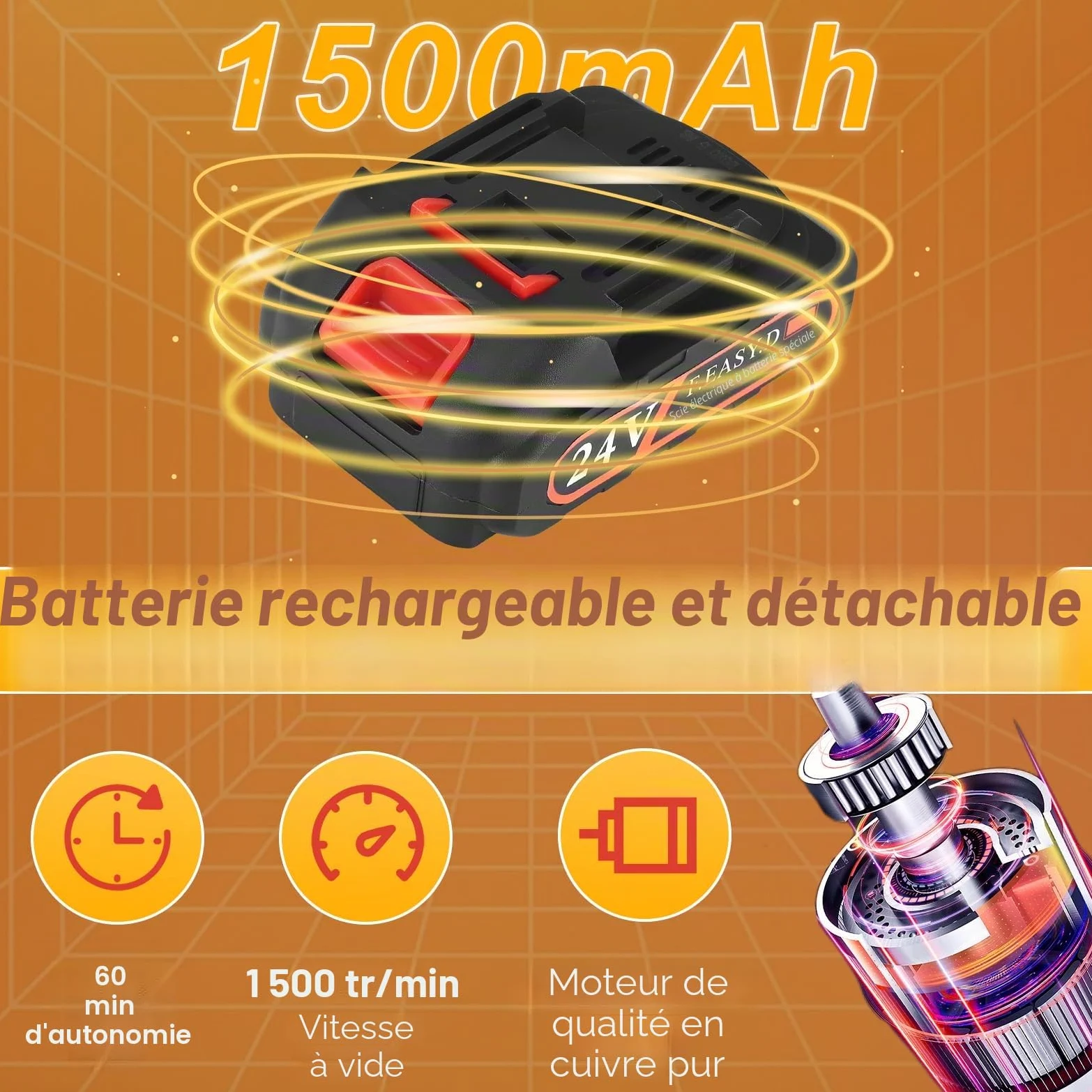 Taille Haie Electrique, 2 en 1 Taille-Herbes sans Fil,1500 TR/Min, Coupe Bordure sans Fil avec 2 Batterie 1500 Mah & 2 Lames, Outils de Jardin Motorisés pour Coupe, Elagage
