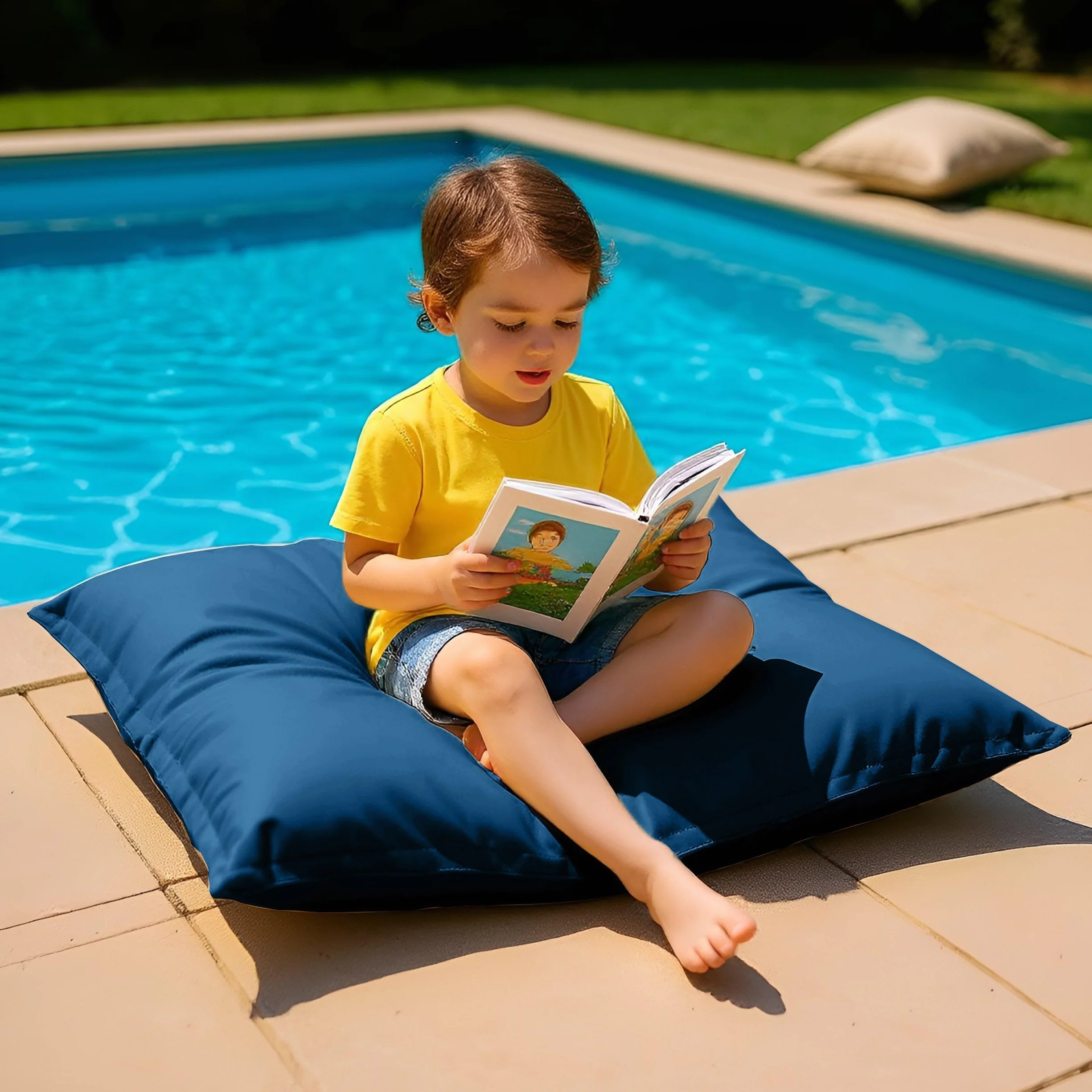 Housse pour Pouf Géant XL 120x80cm AntiUV Bleu Pétrole