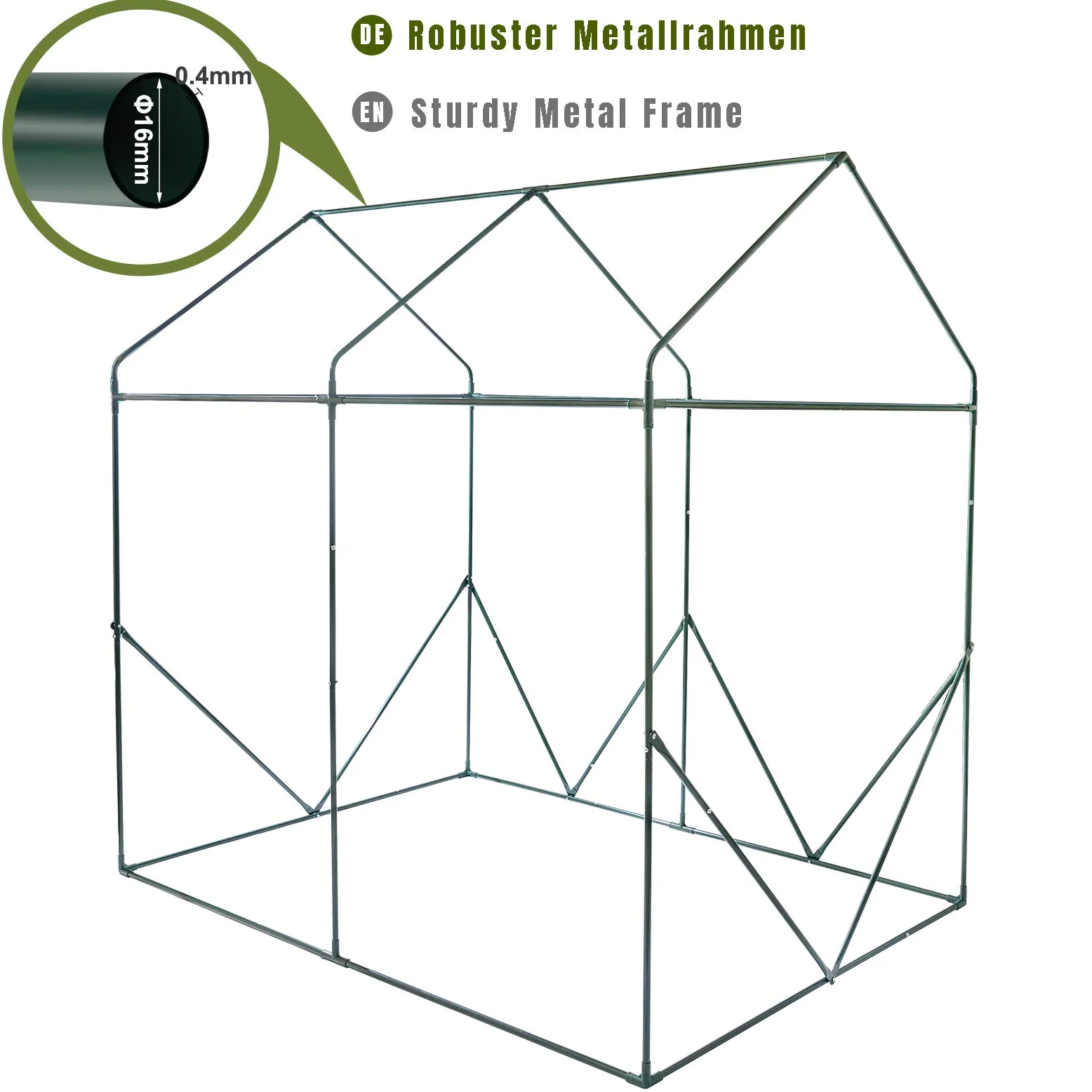 Yorbay Serre de Jardin Tente pour Plantes Tomates Fleurs Bâche renforcée en PE 140 g/m² - 200 x 140 x 200cm (LxBxH), Solide, Verte Réutilisable