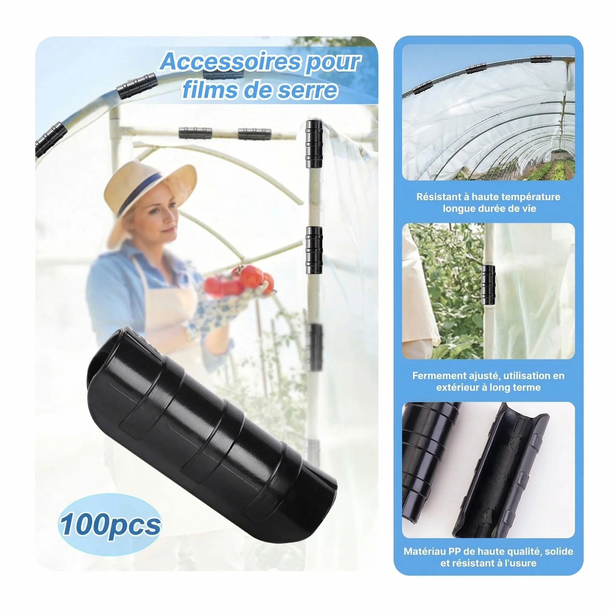F Fityle Pinces à Film de Serre Réutilisables 19 mm pour Serres, Abris et Bâches Extérieures