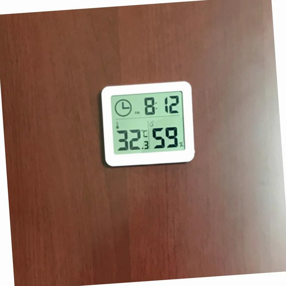 ibasenice Hygromètre D'intérieur Numérique Ultra-fin Pour Maison Et Bureau, Thermomètre Domestique Blanc Avec Horloge 12h, Mesure Précise Température Et Humidité Ambiante