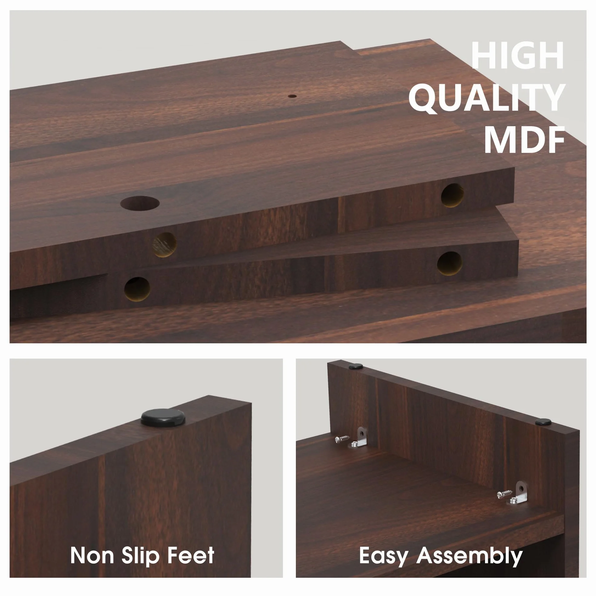 Fenge Réhausseur d'Écran d'Ordinateur Support Dual Moniteurs Organisateur de Bureau 80×23.5×14.2cm Charge 25KG Marron
