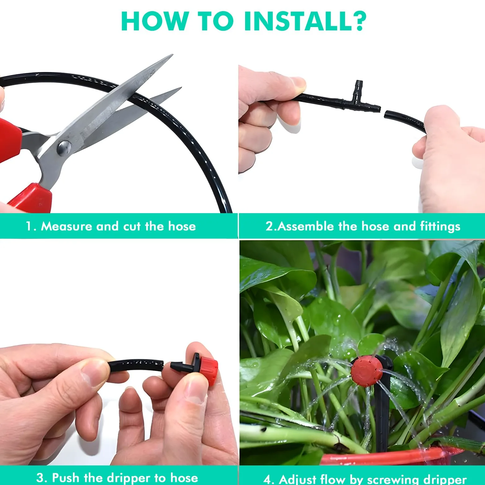 Nikou Kit d'irrigation de jardin 315 pièces, kit d'irrigation de jardin, 60 m + 15 m, tuyau d'arrosage automatique par goutte, système de refroidissement pour paysage, plantes, serre