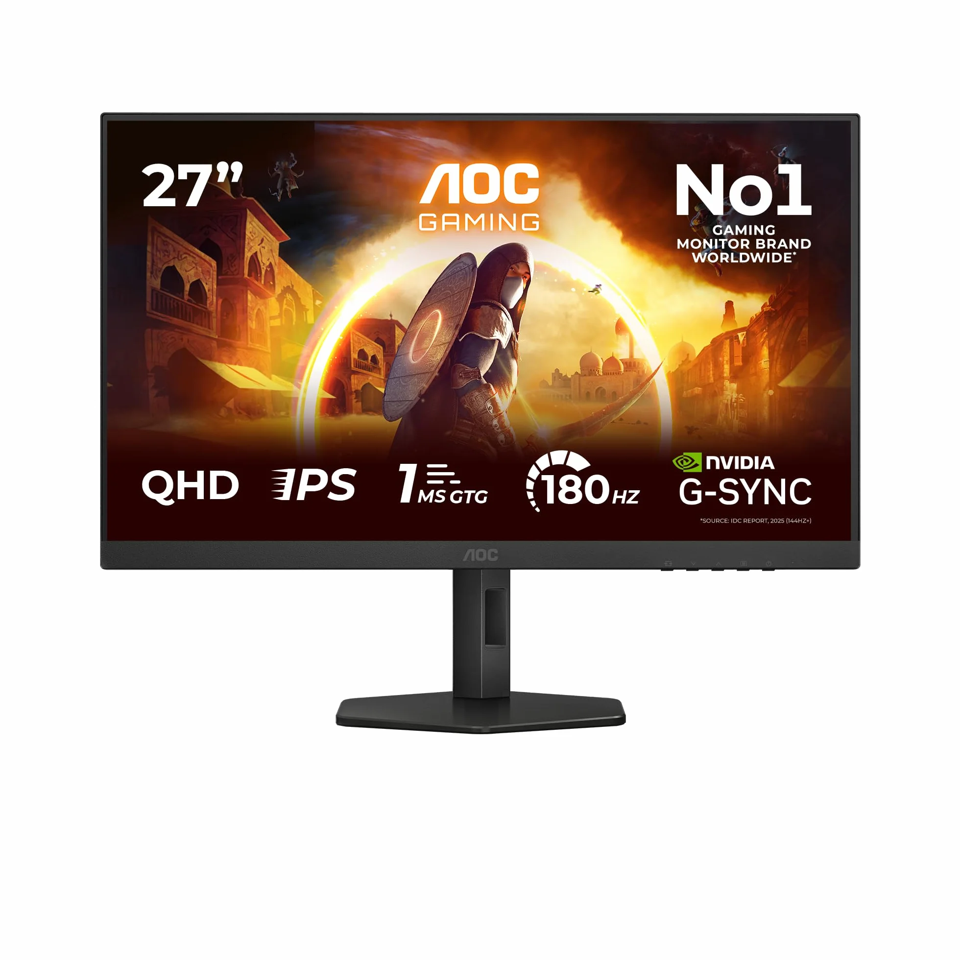 AOC Gaming Moniteur Q27G4XD 27 Pouce 180Hz Fast IPS 1ms GtG HDR400 G-Sync Compatible 2560x1440 HDMI DP Noir