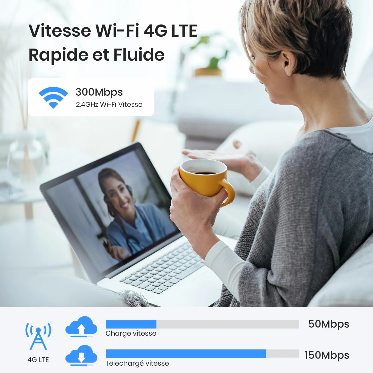 Tenda Box 4G Routeur SIM LTE 150 Mbps 2.4GHz 300 Mbps CAT4 2 Antennes Externe Fast Ethernet LAN/WAN 4G03 Pro