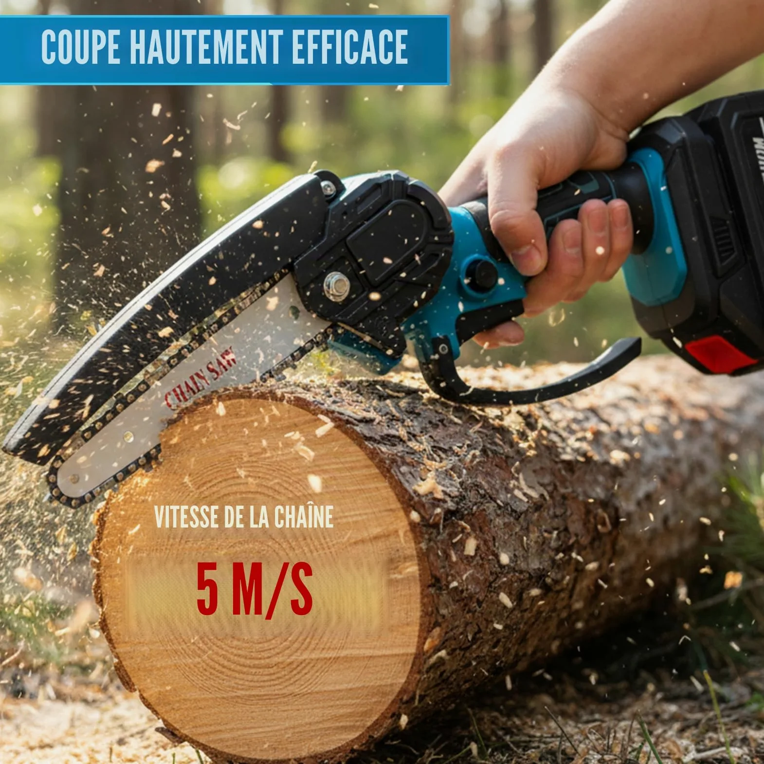 4 en 1 Élagueuse sur Perche sans Fil, 6'' Tronçonneuse Électrique Sans Fil, Secateur Electrique avec Perche Réglable de 1,32 à 2,3 m, avec 2 Batteries et Chargeur pour l'élagage et le Jardinage