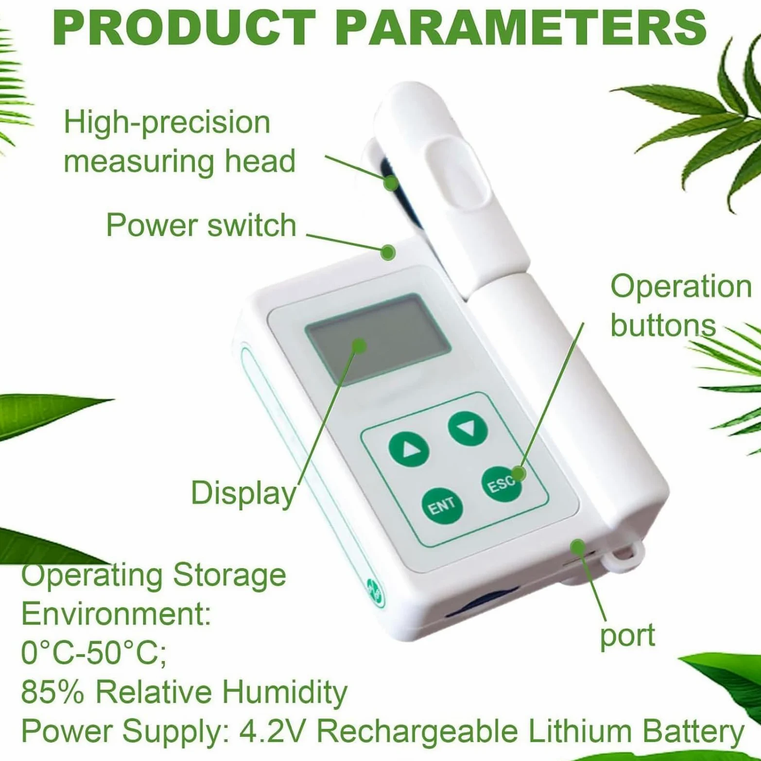 Analyseur de chlorophylle pour Le Test des nutriments des Plantes, thermomètre foliaire, humidimètre foliaire 0,0-99,9 SPAD, Compact et Portable B