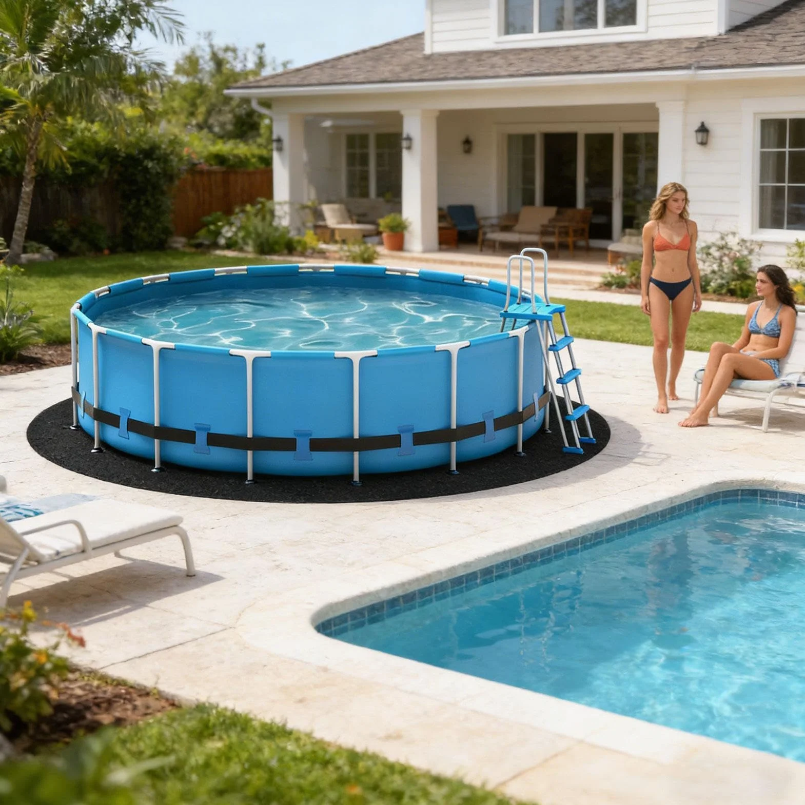 Tapis De Sol Piscine Geotextile Anti-perforation Protection Extérieure Rond Dalle Piscine Hôtels