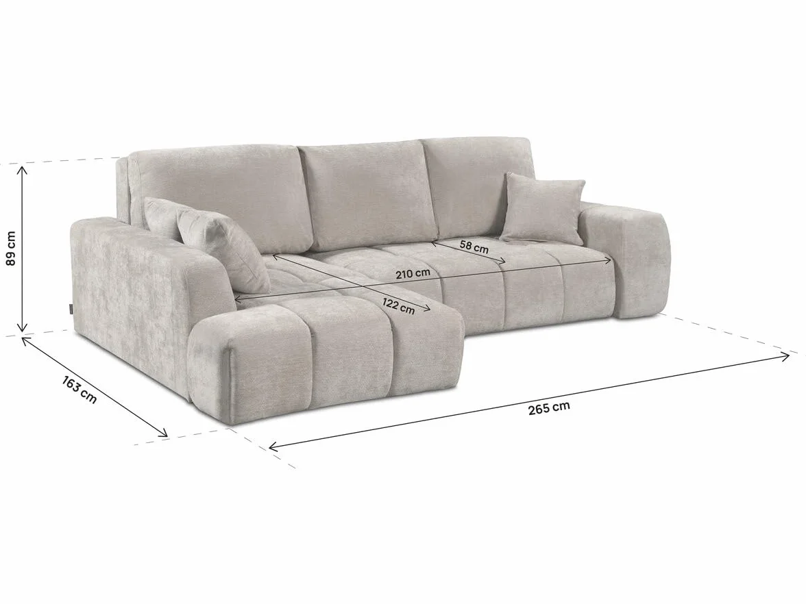 Canapé d'angle Gauche Convertible 3 Places Tissu Chenille Beige Habitat et Jardin