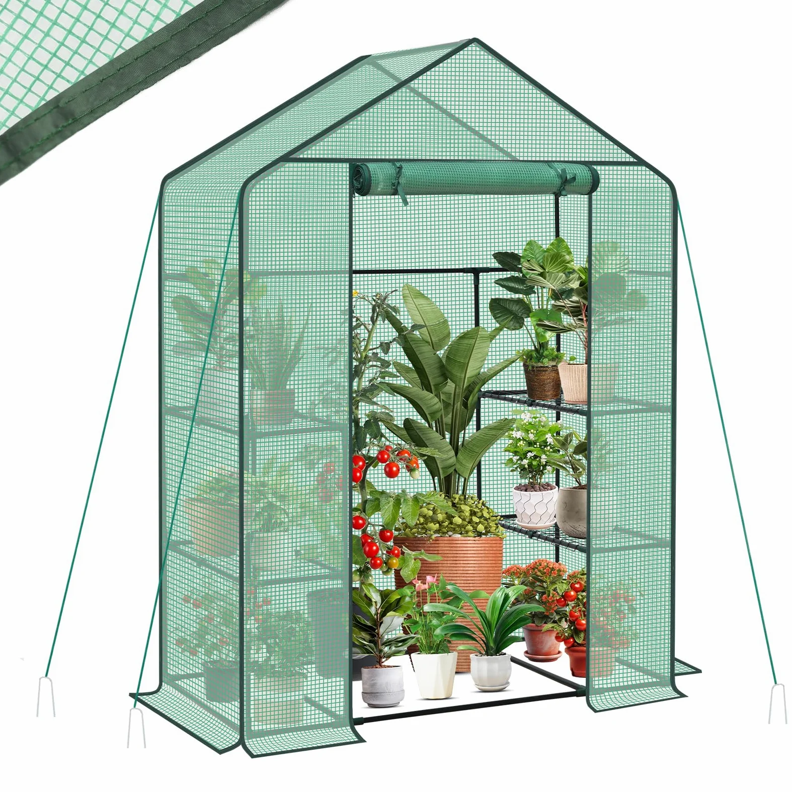 Sekey Serre de Balcon 200 x 145 x 75 cm, Stable, avec 4 étagères pour Une Croissance optimale des Plantes, Vert, Taille XL