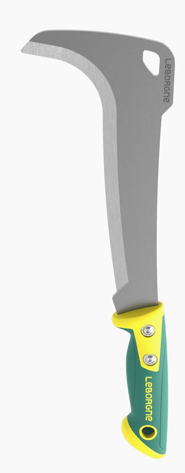 Leborgne Serpe Italie 30 cm Duopro – Lame INOX trempée 50-55 HRC – Manche bi-matière Ergonomique – étui PVC – élagage et débroussaillage