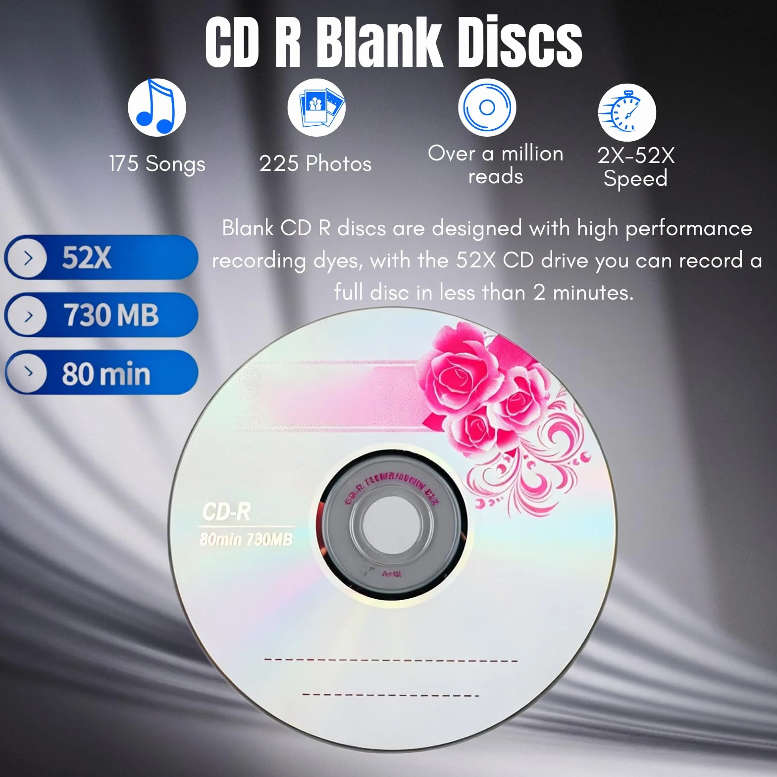 CD R Disques Vierges 52X 730 Mo Enregistrable 10 pièces