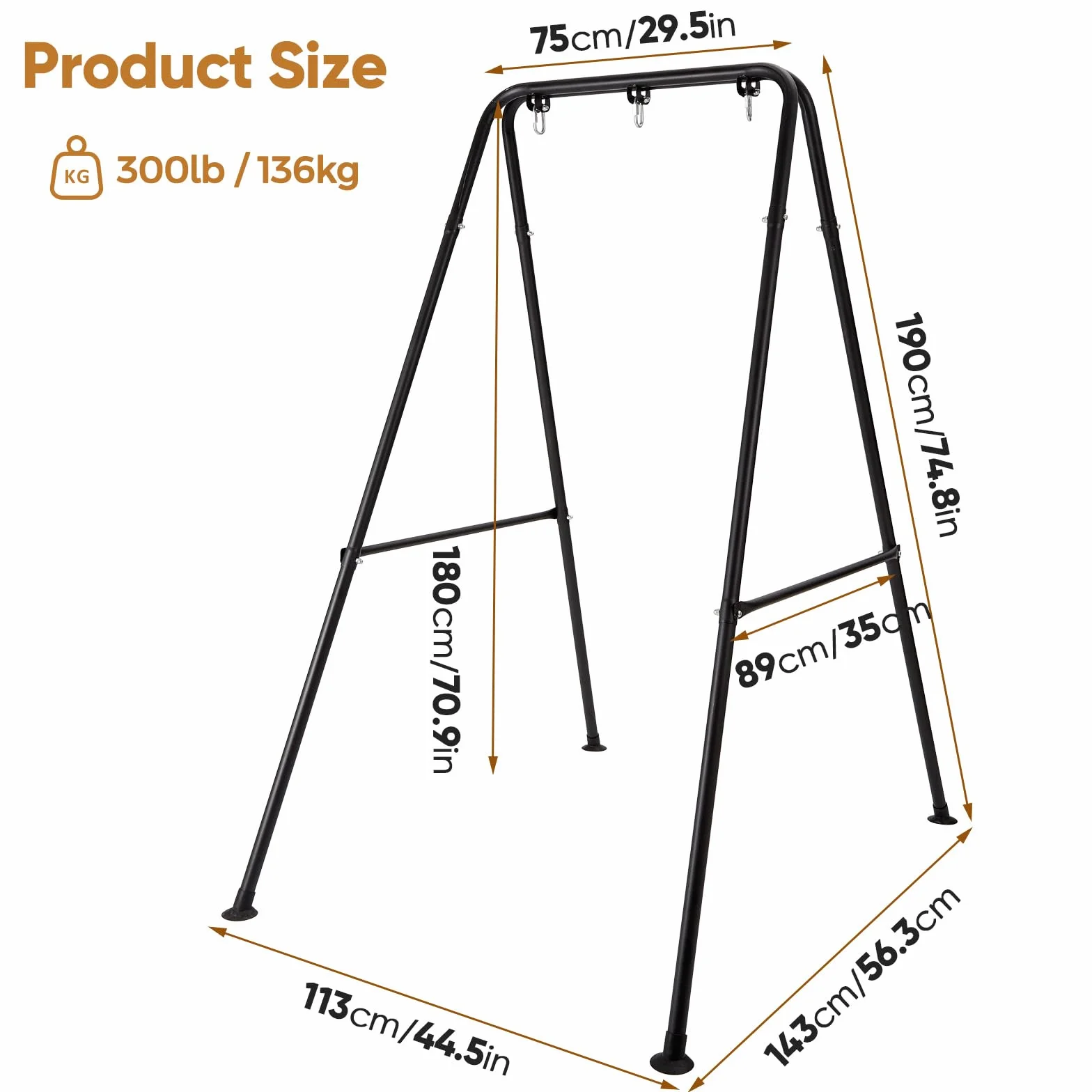 Support de Hamac Pliable Portable Noire pour Intérieur Extérieur Cadre Robuste
