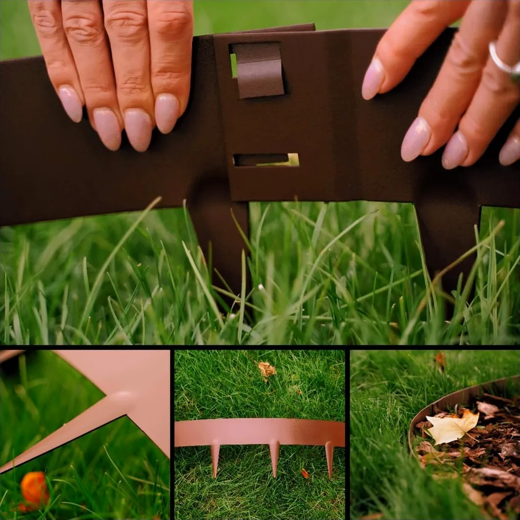 Bordure d'arbre en Acier avec épines | Clôture en tôle de Zinc, Bronze Mat O2A Ø 0,6 m, Anneau d'arbre, Clôture de Jardin, Bordure de pelouse en métal