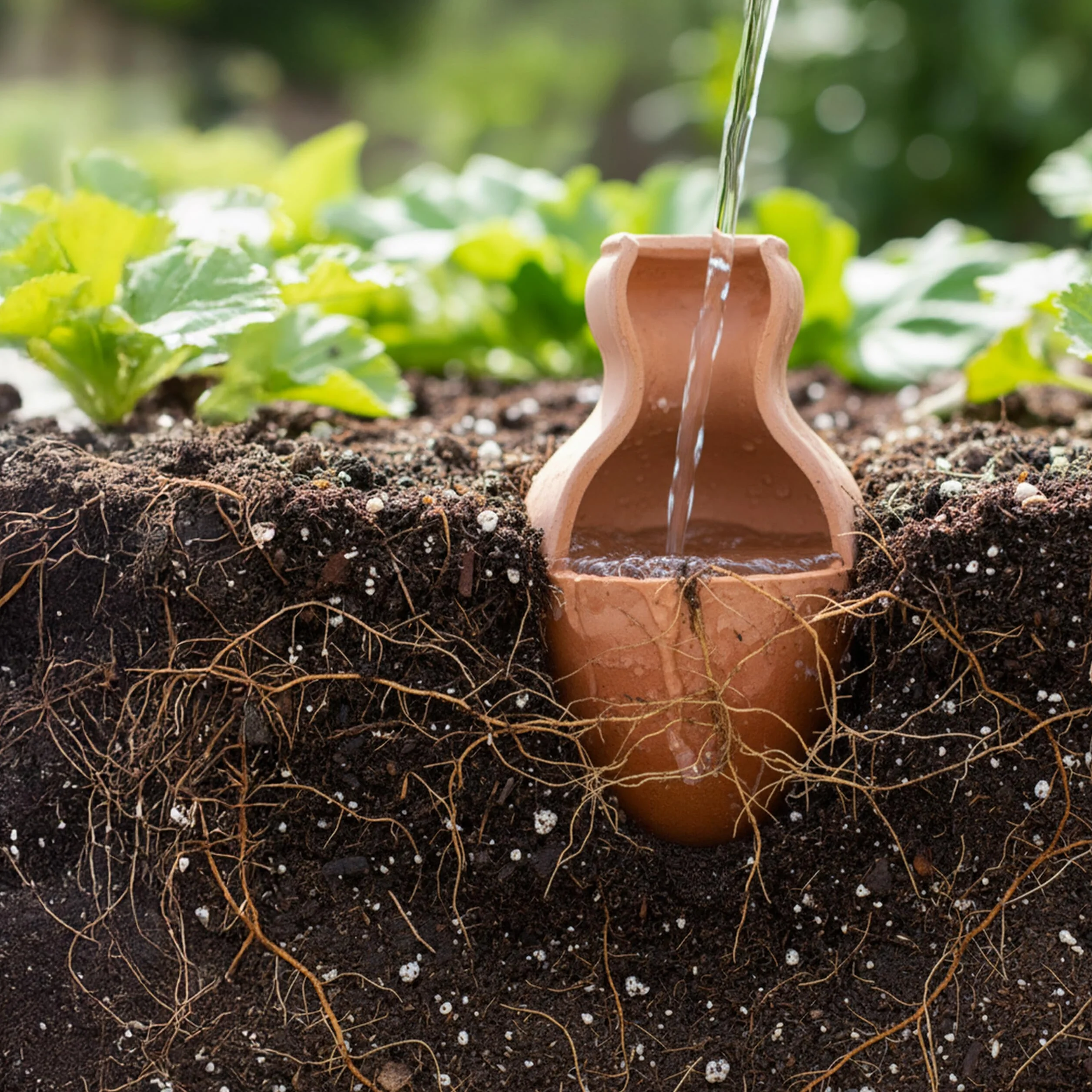 Relaxdays Olla 3l Céramique Arrosage Souterrain Potager Serre Pot Terre Cuite