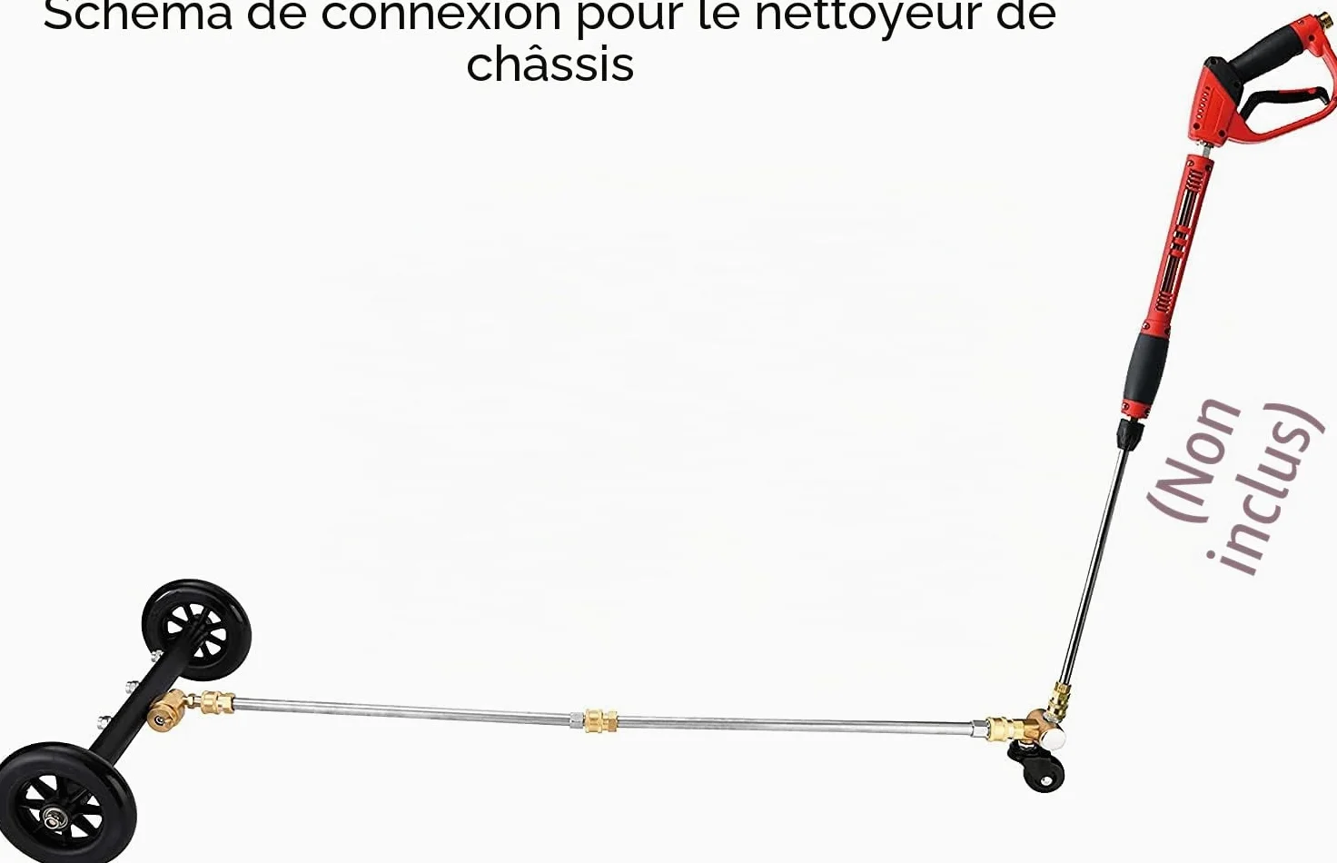 YUET Balai d'eau de Lavage de Voiture, 2 en 1 pour Nettoyeur Haute Pression | Nettoyeur de Surface de 16 inch avec 4 Buses, 3 Tiges d'extension, 4000 PSI 40 cm, 1/4" Connexion Rapide