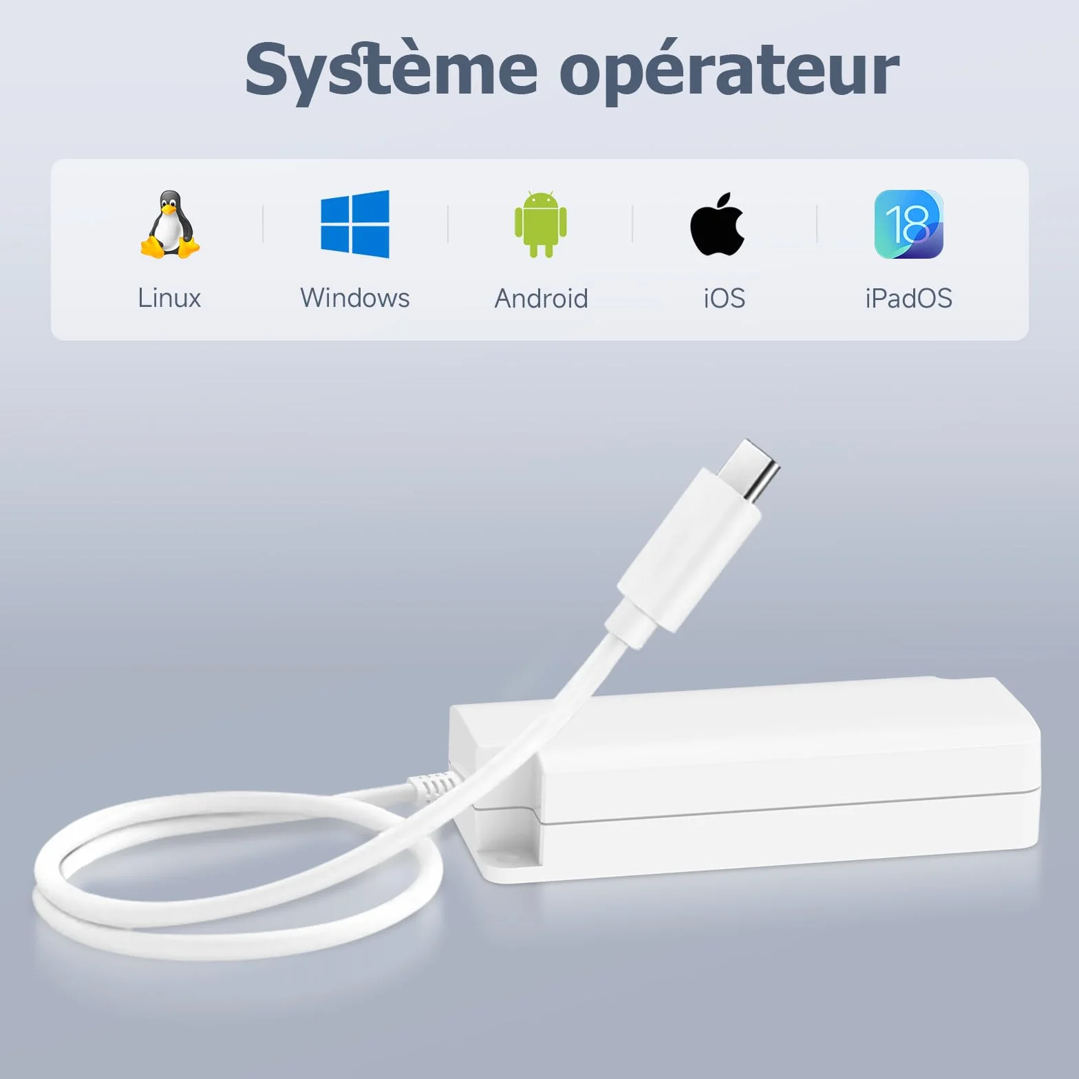 PROCET Gigabit PoE vers USB-C Adaptateur Ethernet RJ45 5V 2A 10W 1000Mbps