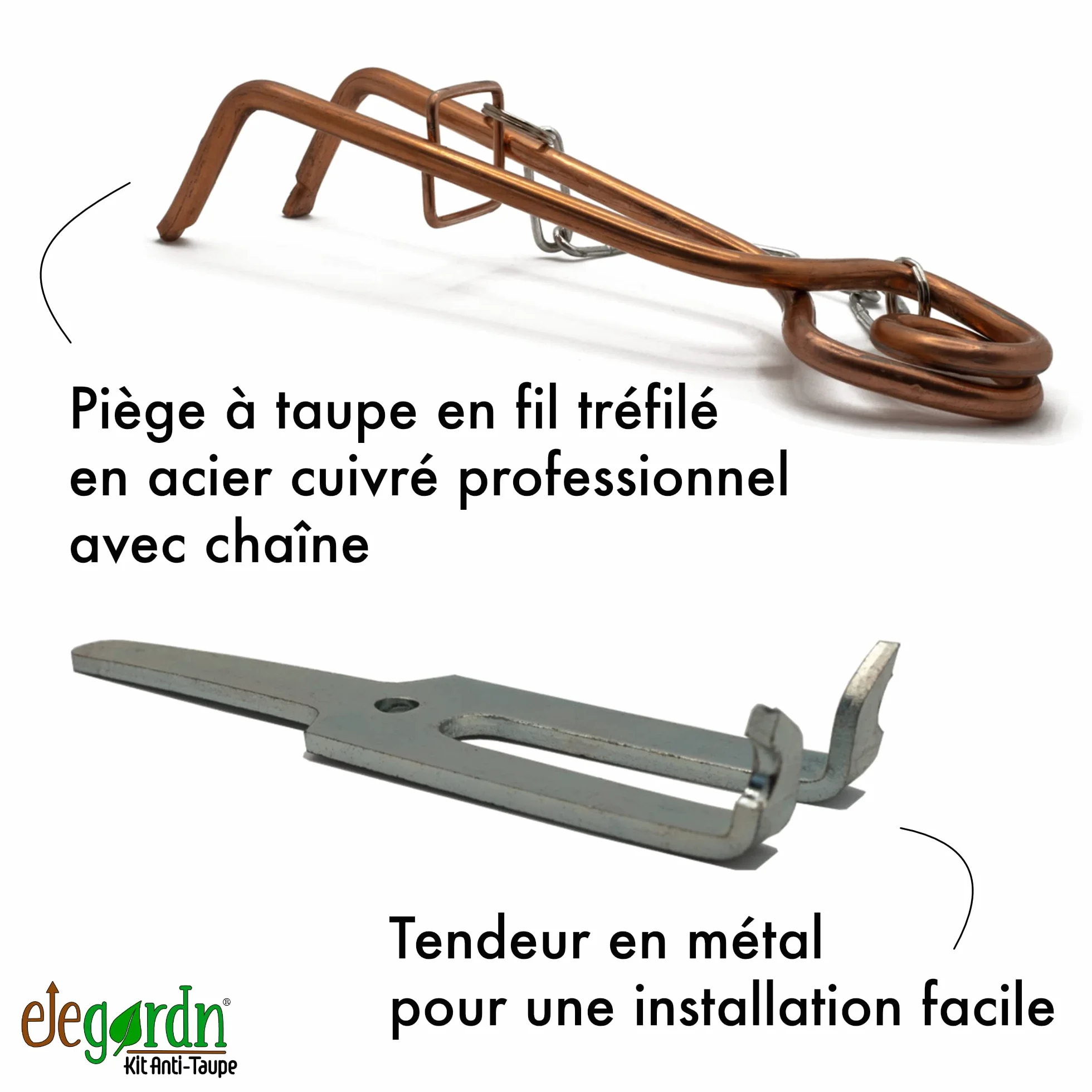 Elegardn Kit Complet 4 Pièges à Taupe Rats Taupiers Campagnol Type Putange Rigide Fabriqué en France