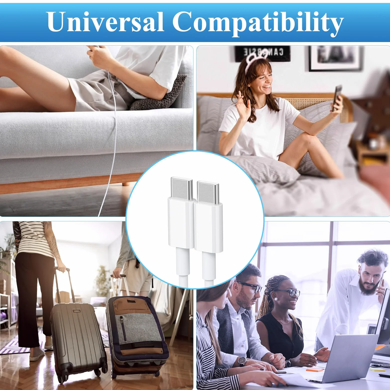 Câble USB C 60W Rapide pour Samsung Galaxy S25 S24 S23 S22 S21 S20 S25+ S24+ S23+, A56 A55 A54 A53 A34 A33 A23