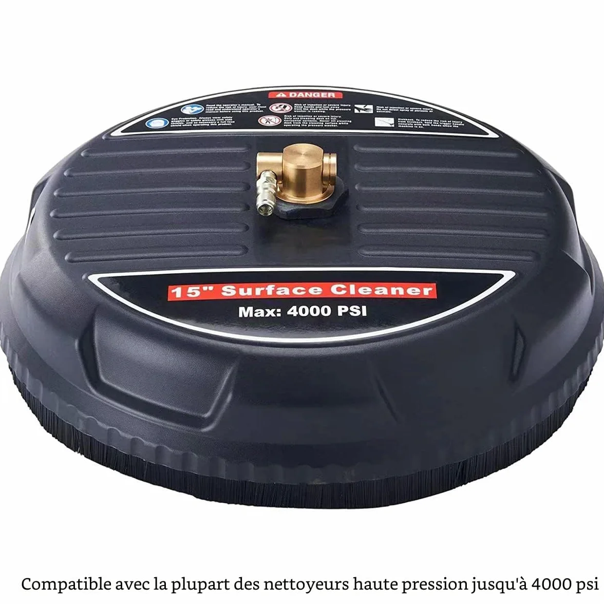 Aim Tools 15 Pouce Accessoire de Nettoyeur de Surface pour Nettoyeur Haute Pression 4000 PSI pour Le Nettoyage des Sols avec 2 x 16 Baguettes d'Extension et 2 Buses de Rechange