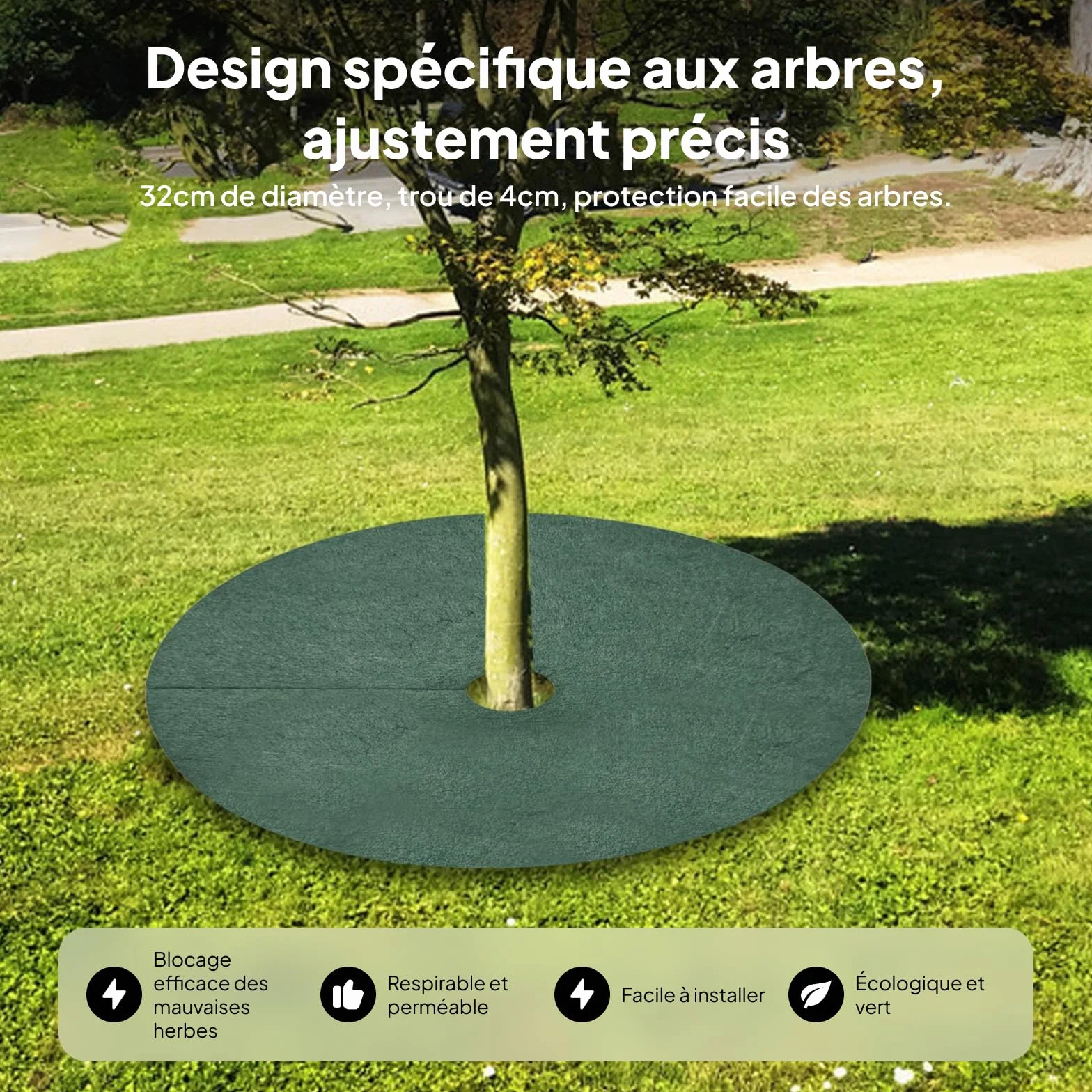 Tapis de Protection pour Arbres Anti-Herbes Diamètre 32cm 10 Pièces