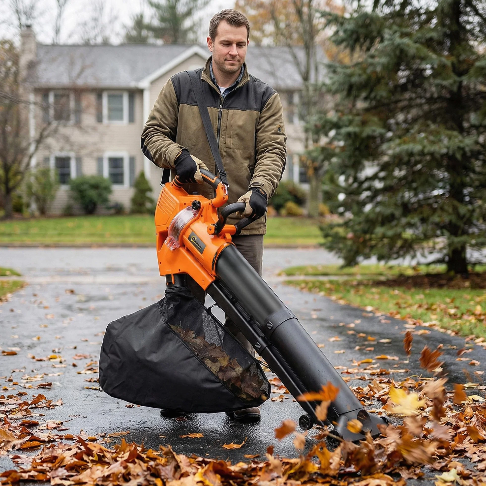 Outsunny Aspirateur-Souffleur de Feuilles Filaire 3000W 3-en-1 avec Fonction Broyage, Sac 40L
