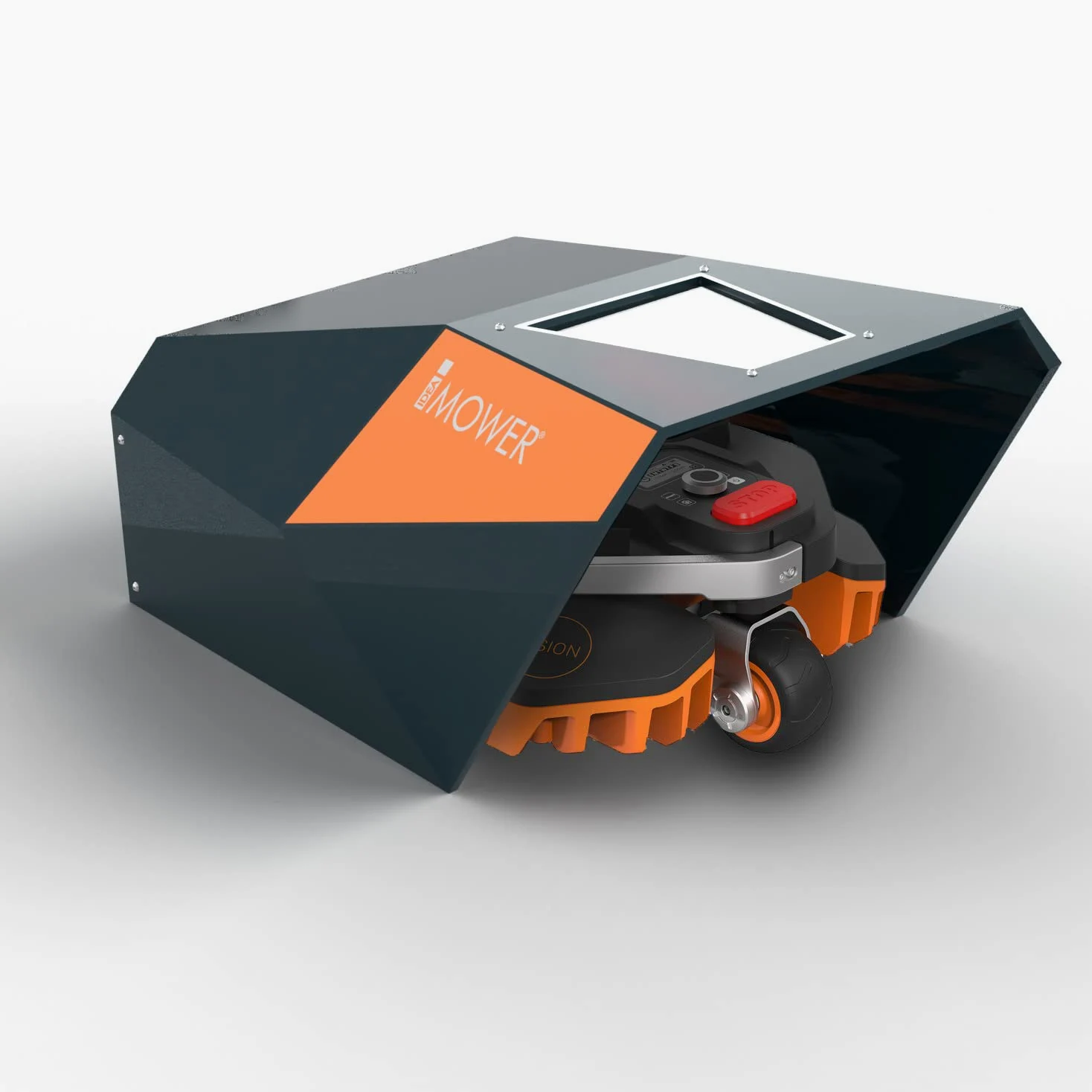 Idea Mower Garage Robot Tondeuse - Compatible Worx Landroid Vision - Abri Robot Tondeuse - Toit Composite Aluminium 74x58x38 cm - Protection UV et Intempéries - Abri Tondeuse Robot - Professionnel