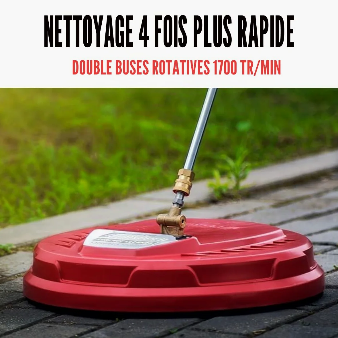 Nettoyeur Surface Haute Pression 3300 PSI – Nettoyeur terrasse Rotatif avec Double buse 1700 RPM – Accessoire Nettoyeur Haute Pression QC 1/4" pour terrasse allée Patio – Waspper SBR11-PSC01