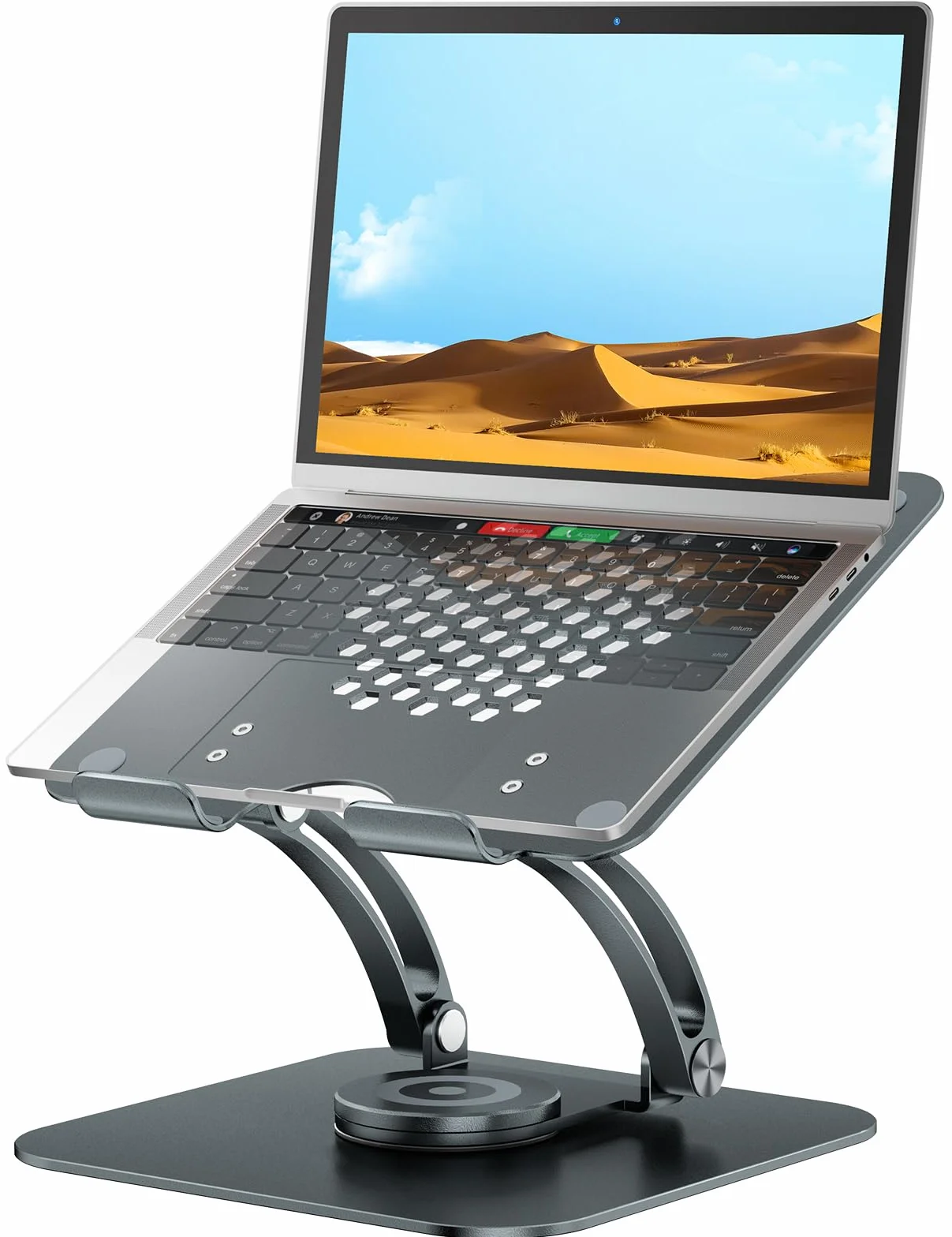 Tounee Support d'ordinateur réglable avec base rotative 360° pour ordinateur portable 10-16" Gris