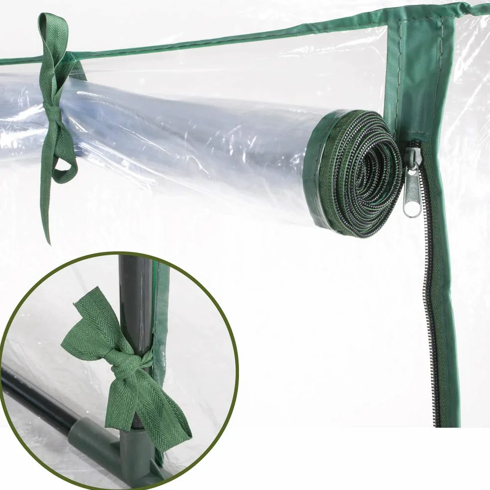 VERDELOOK | Serre de jardin sans étagères avec toile PVC transparente, cadre métallique, 143x143x195 cm, pour la protection des plantes, le jardinage, résistante, ouverture par fermeture à glissière
