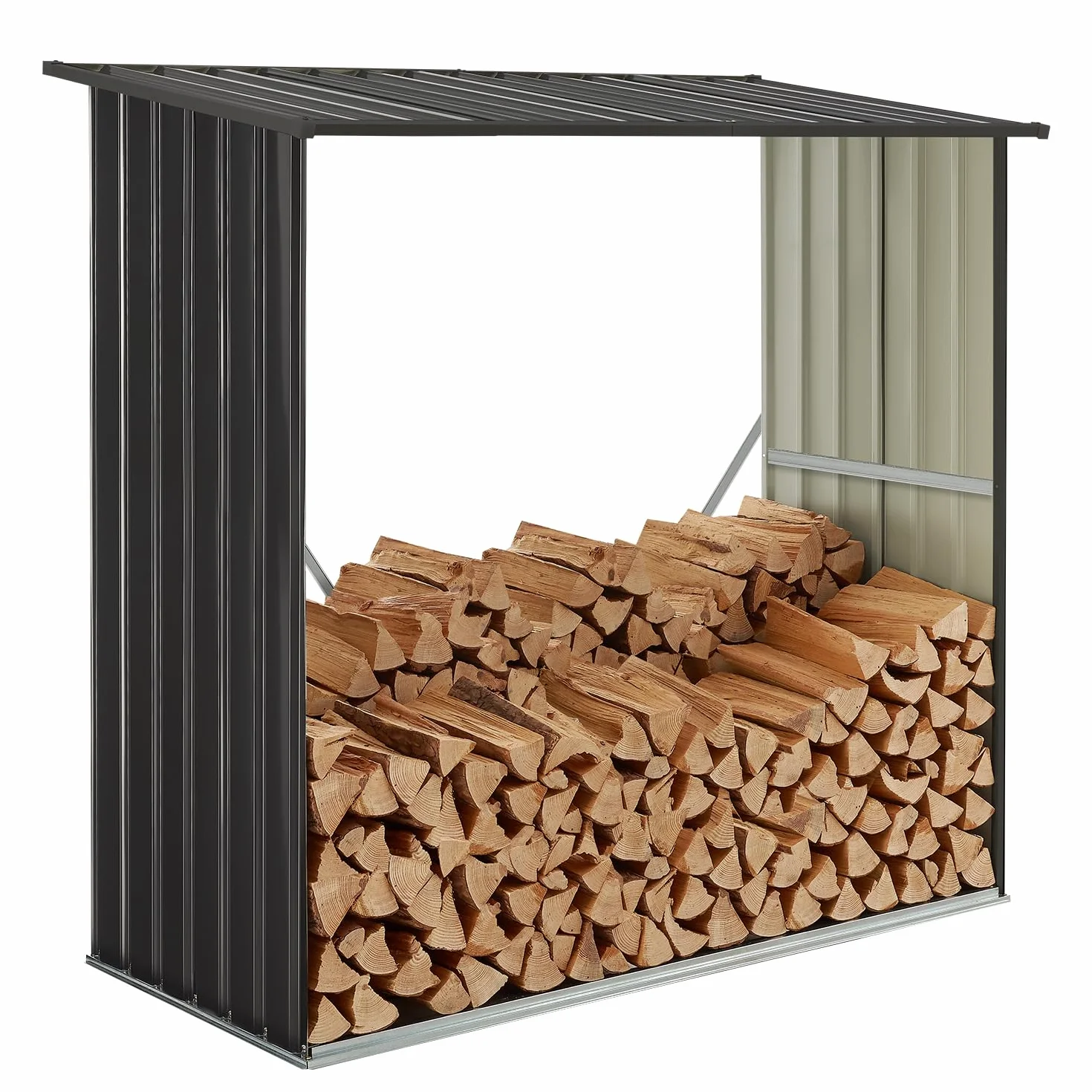 Juskys Abri à bois Enno extérieur étagère acier rangement métal anthracite