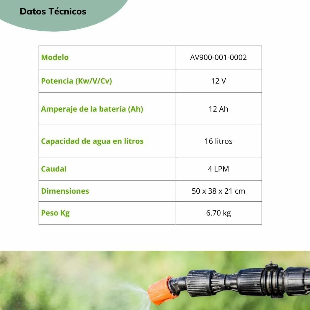 Avalon - Pulvérisateur à Dos à Pression à 2 lances avec Batterie Rechargeable, réservoir 16 l, lances INOX Vert