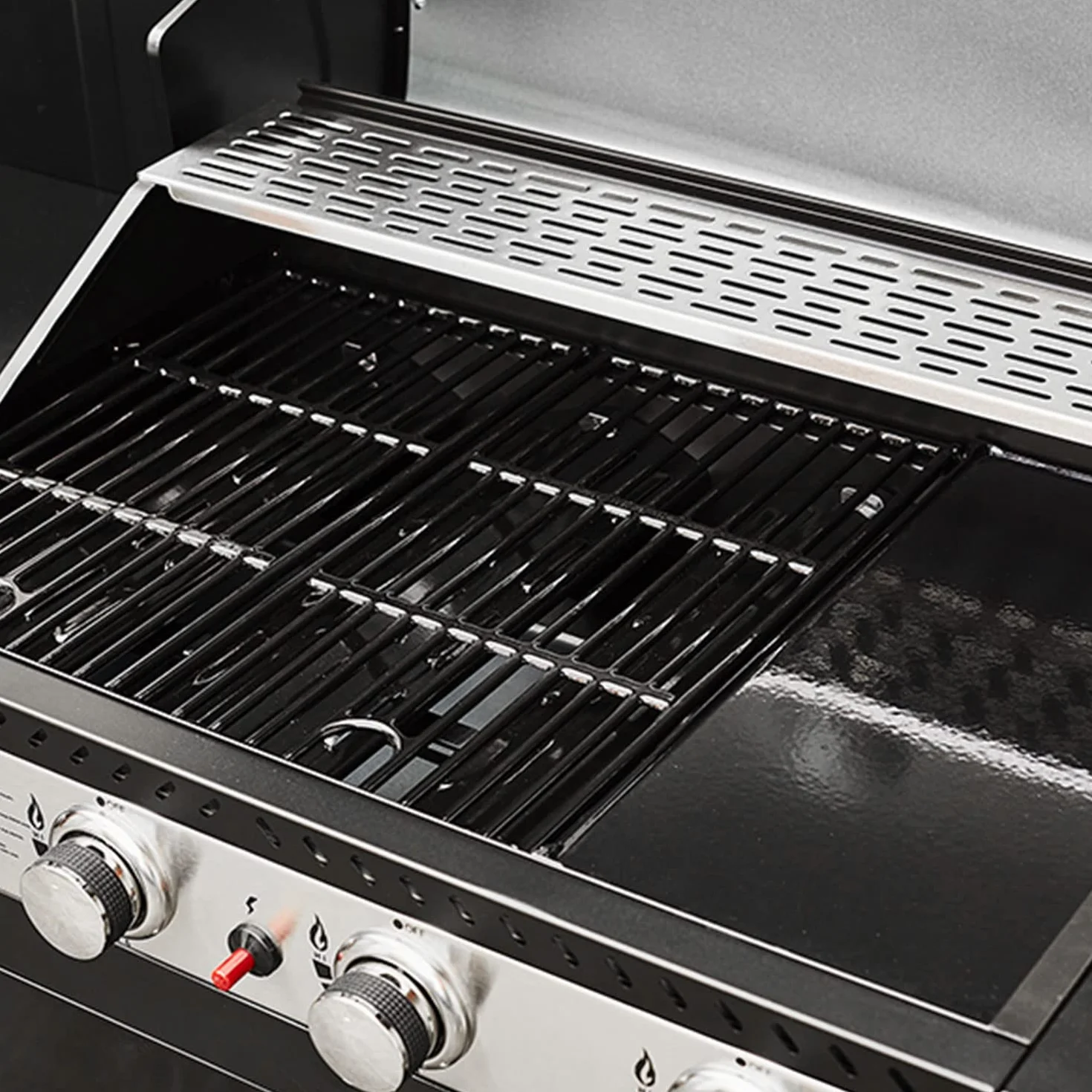 Cook'in Garden FIDGI 4 Barbecue au Gaz 4 Brûleurs avec Thermomètre Meuble Évier Structure Métal Noir