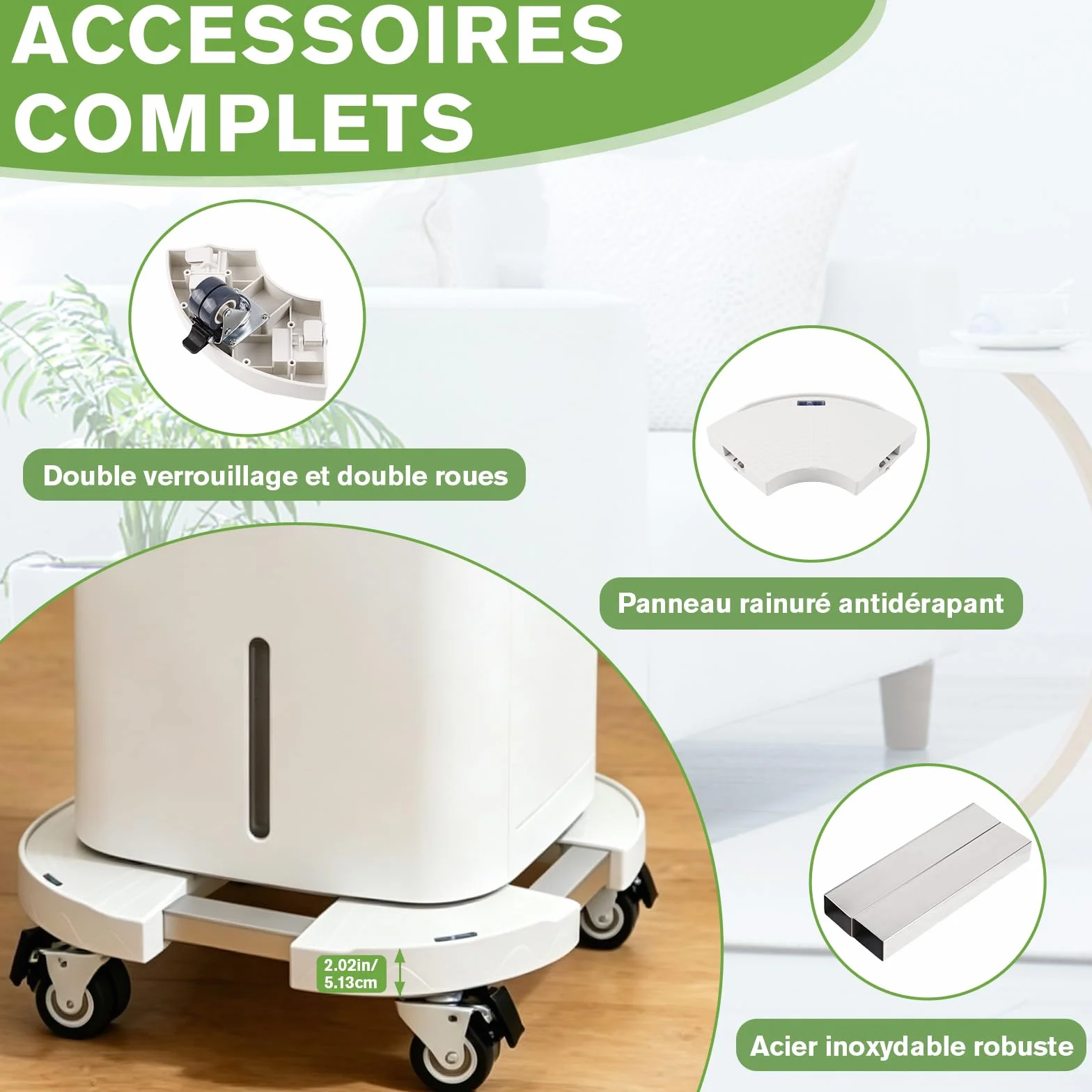 DEWEL Support Roulette Porte Plante Réglable 38-50cm, Capacité de Charge 200 kg