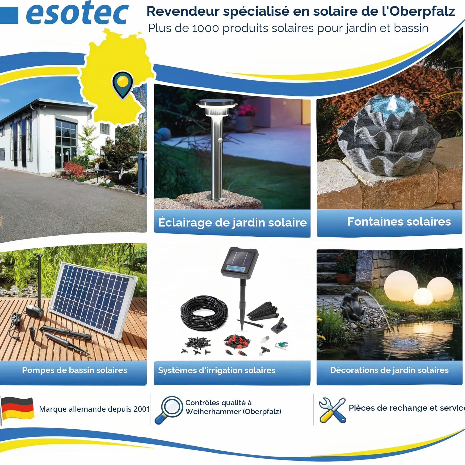 Esotec 101100 Kit complet d'arrosage/Système d'irrigation solaire complet avec 15 goutte-à-goutte