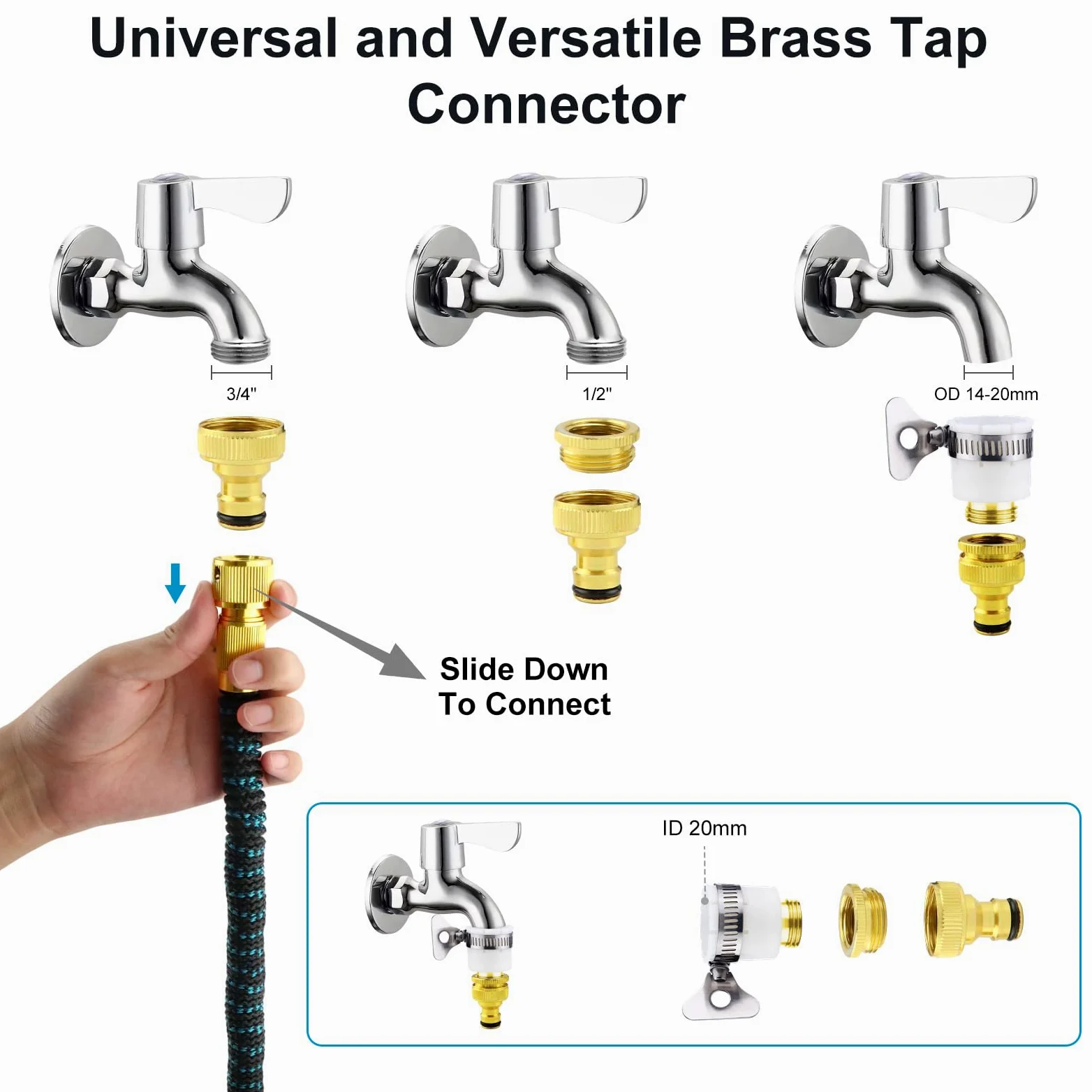 Tuyau d’arrosage extensible - 22,6 m avec buse de pulvérisation à 10 fonctions, tuyau d’arrosage flexible avec raccords de tuyau de 3/4", 1/2", tuyau d’arrosage léger et étanche pour jardin