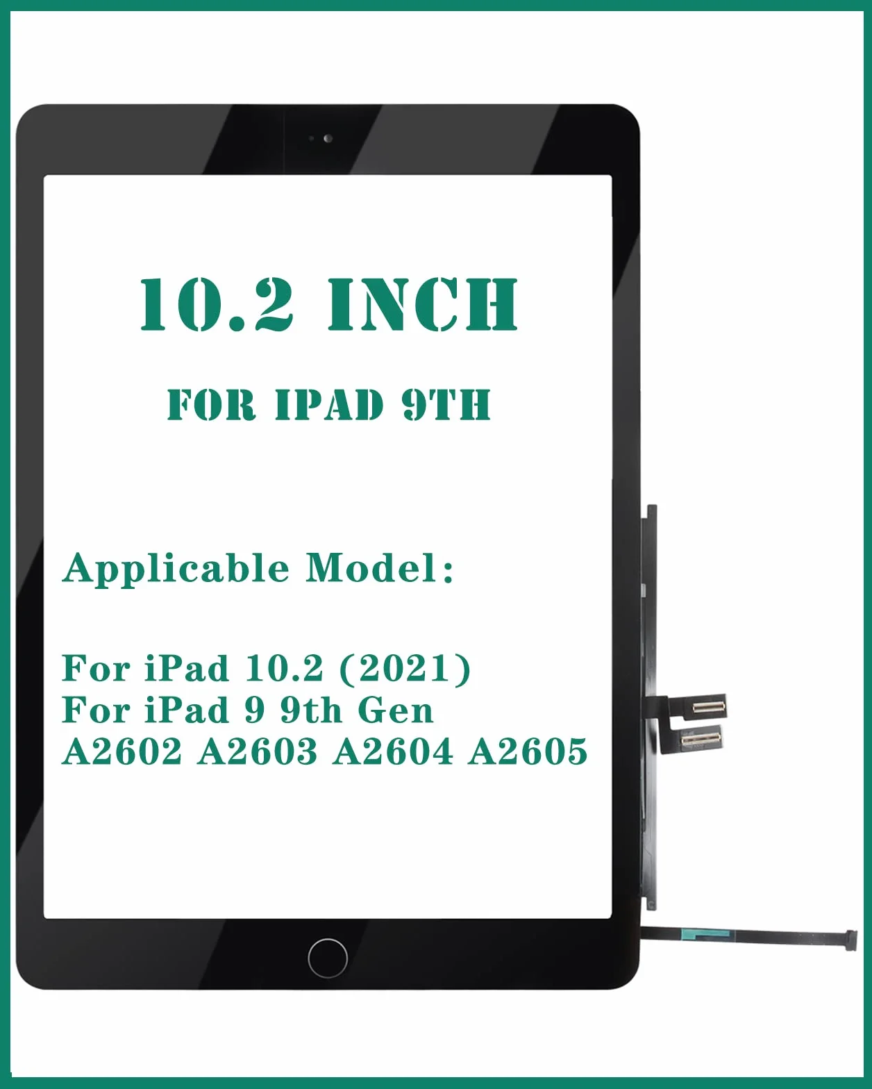 Écran tactile iPad 9ème génération A2602 remplacement 10.2 2021 noir