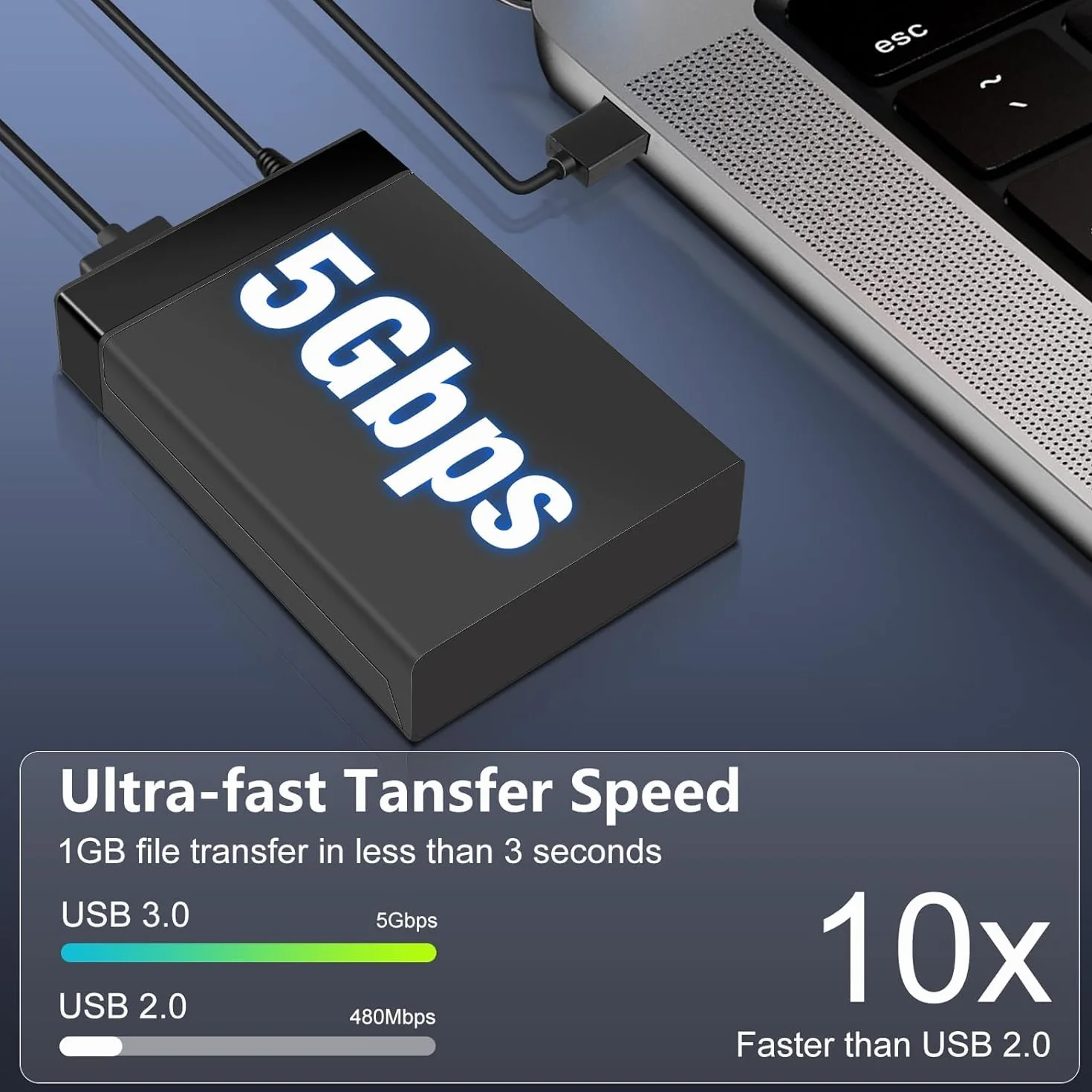 Boîtier de Disque Dur Externe USB 3.0 SATA 3.5" 2.5" 5 Gbps UASP 16 To