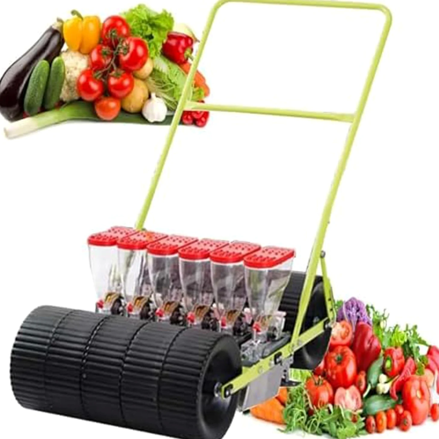 Semoir Jardin Précis, Nouvelle Semeuse Manuelle Portable À Pousser, 1 À 6 Rangs pour Persil, Chou, Radis Et Plus - Semoir Et Épandeur Jardin Performant(6 Rows)
