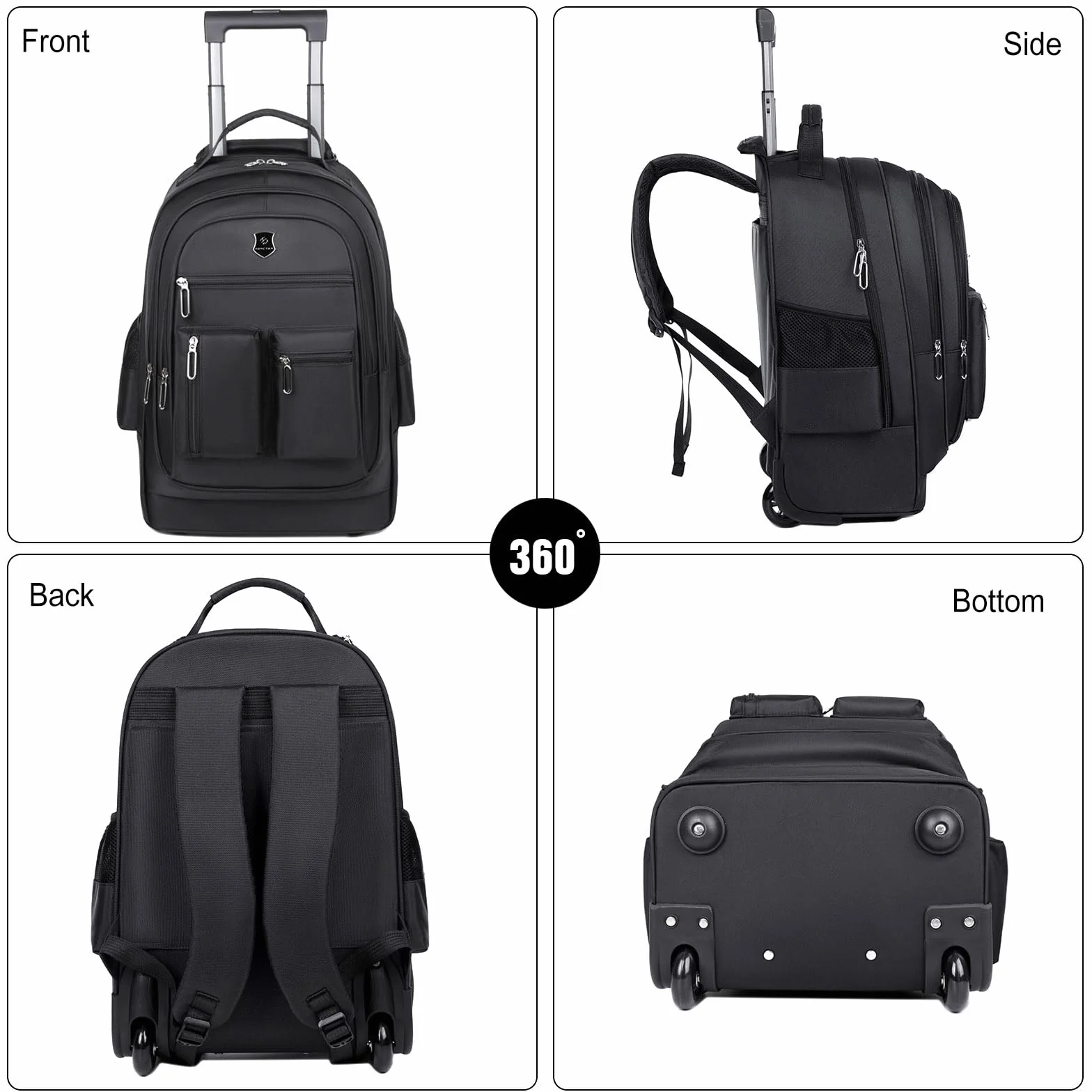 FANDARE Sacoche à roulettes pour Ordinateur Portable 15.6 Pouces Imperméable Trolley Sac de Voyage