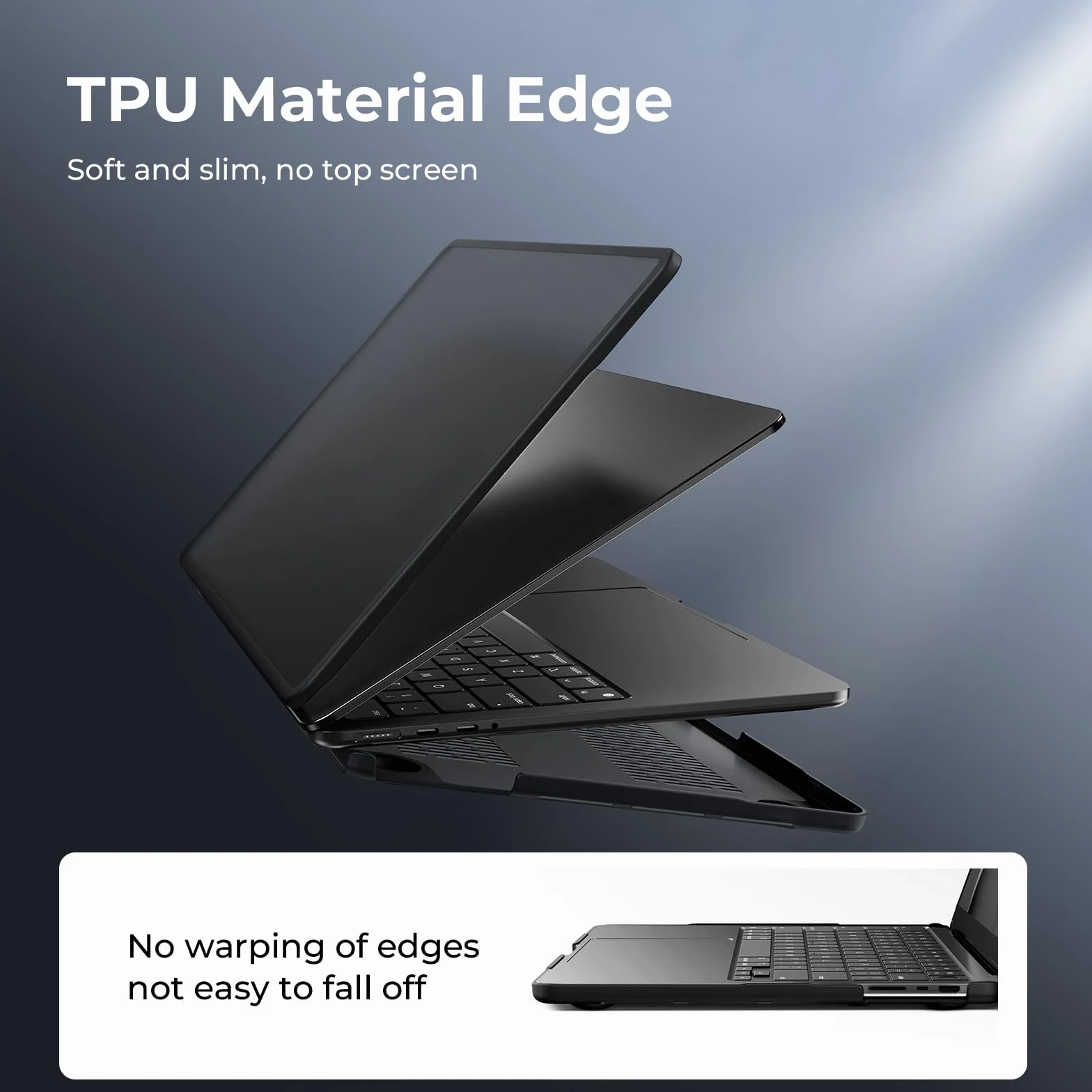 BlueSwan Coque MacBook Pro 14 Pouces M5 M4 M3 M2 M1 Pro/Max 2026-2021 TPU Anti-Rupture Housse Étui Rigide Noir Mat
