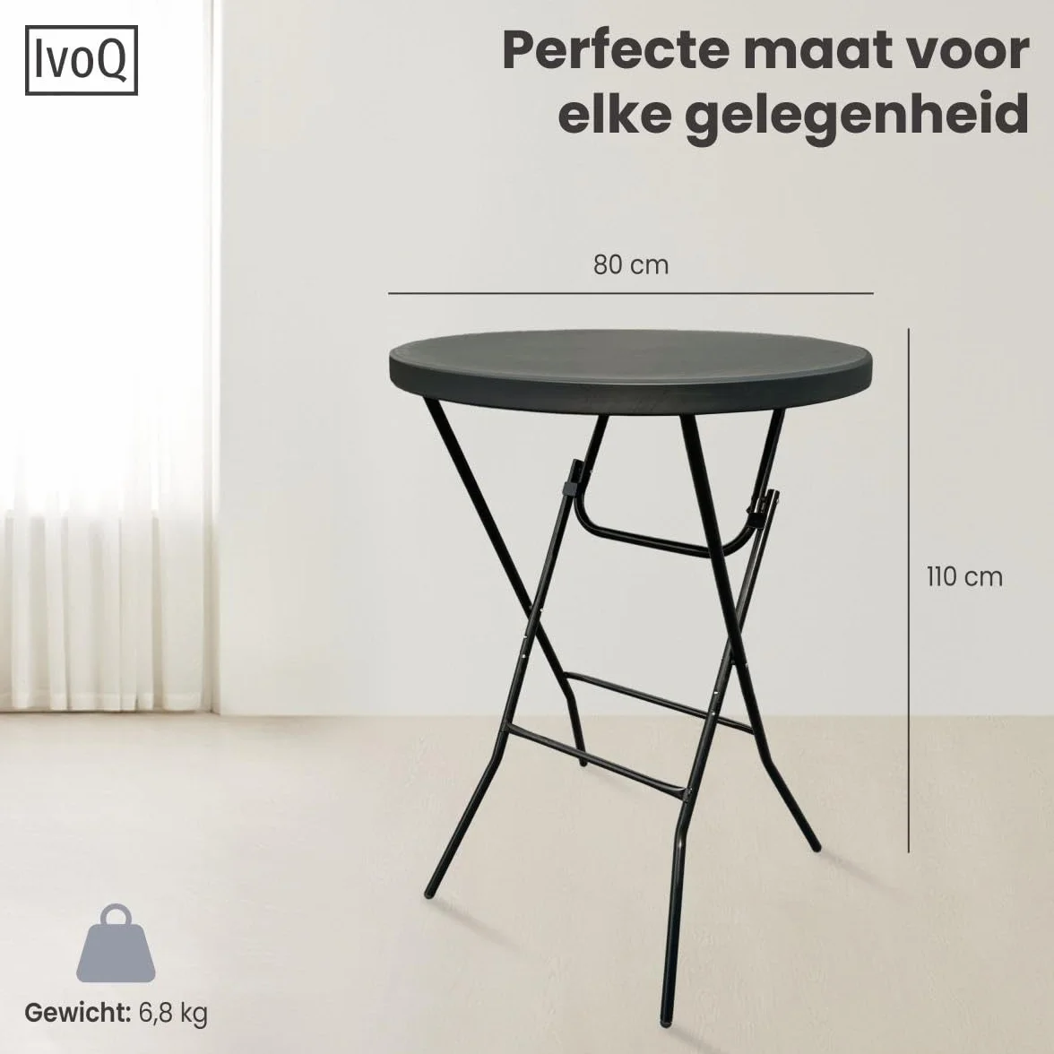 Lot de 2 Tables Debout Pliables Ø80x110 cm avec Housses Noires - Cadre Acier Revêtement Poudre