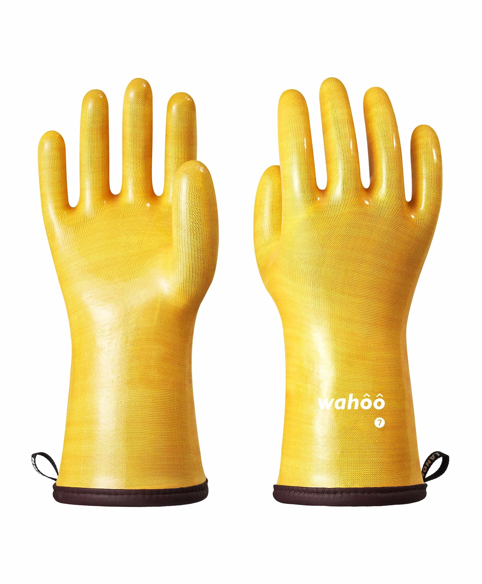 Wahoo Gants de cuisine professionnels en silicone liquide résistants à la chaleur 30,5 cm Jaune Taille M